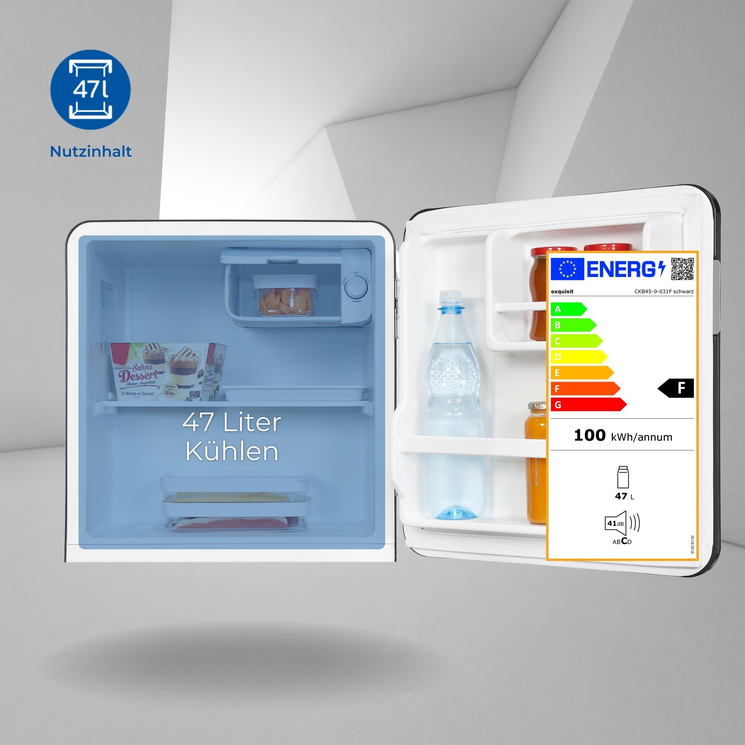 exquisit Kühlschrank »CKB45-0-031F schwarz«