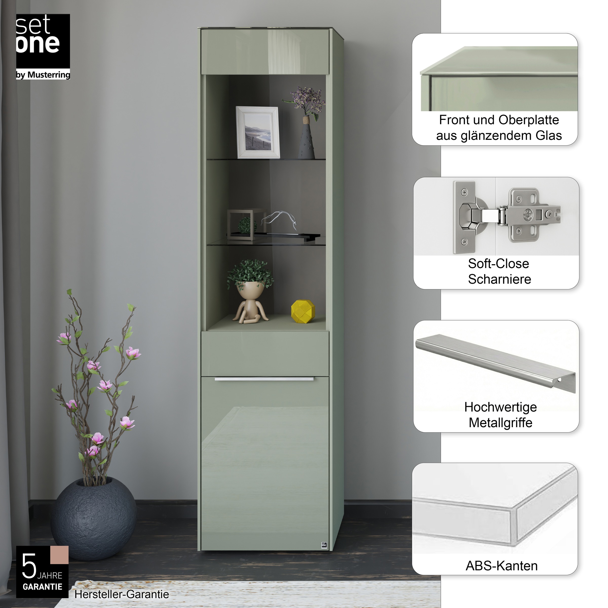 set one by Musterring Standvitrine »Reno« 1 Stk. tlg. Mit Gleitern und in verschiedenen Farben erhältlich