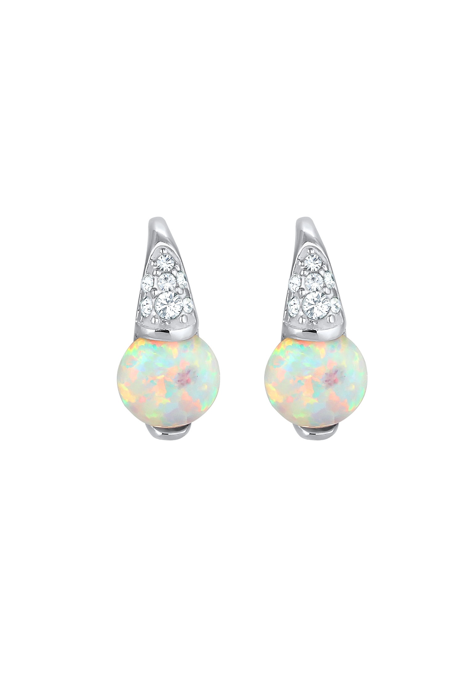 Elli Premium Paar Ohrhänger »Glas Kristalle Synthetischer Opal Weiß 925 Sterling Silber«