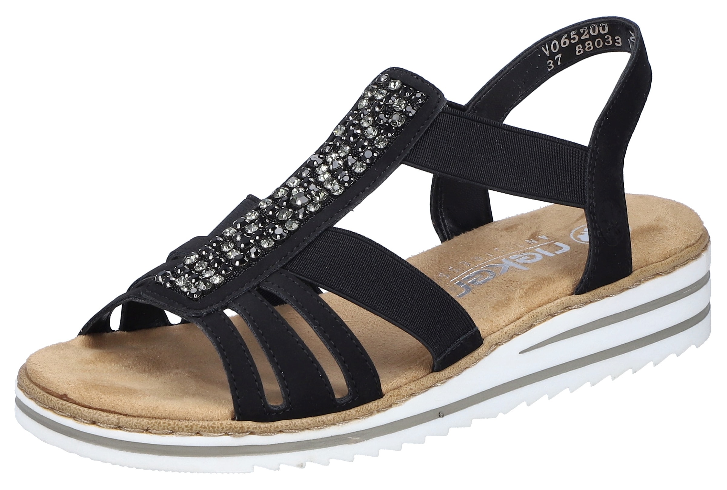 Rieker Keilsandalette  , Sommerschuh, Sandale, Keilabsatz, mit Gummizüge für guten Sitz