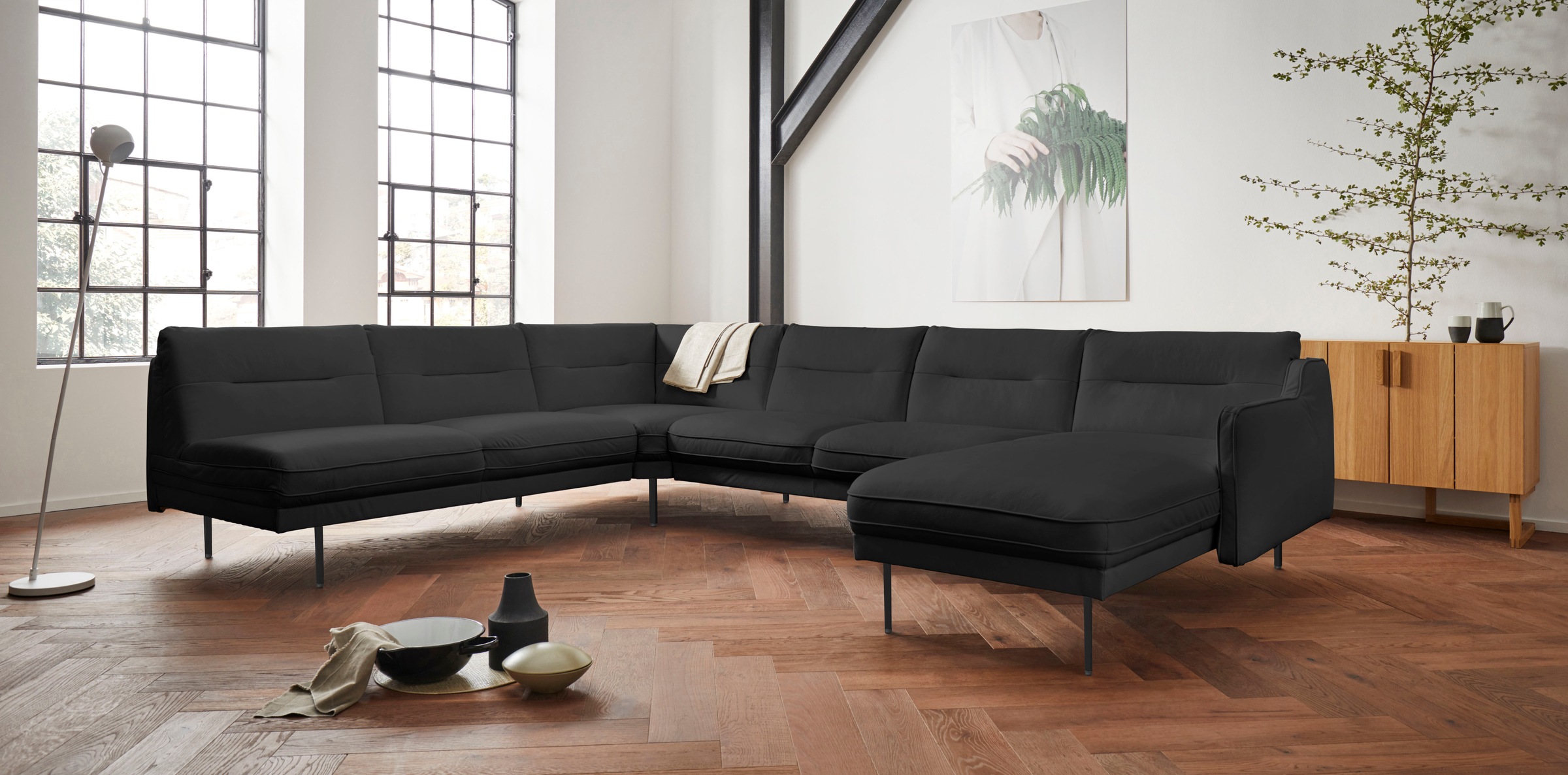Home affaire Wohnlandschaft »Nordfyn U-Form« edles Design in 3 Bezugsqualit günstig online kaufen