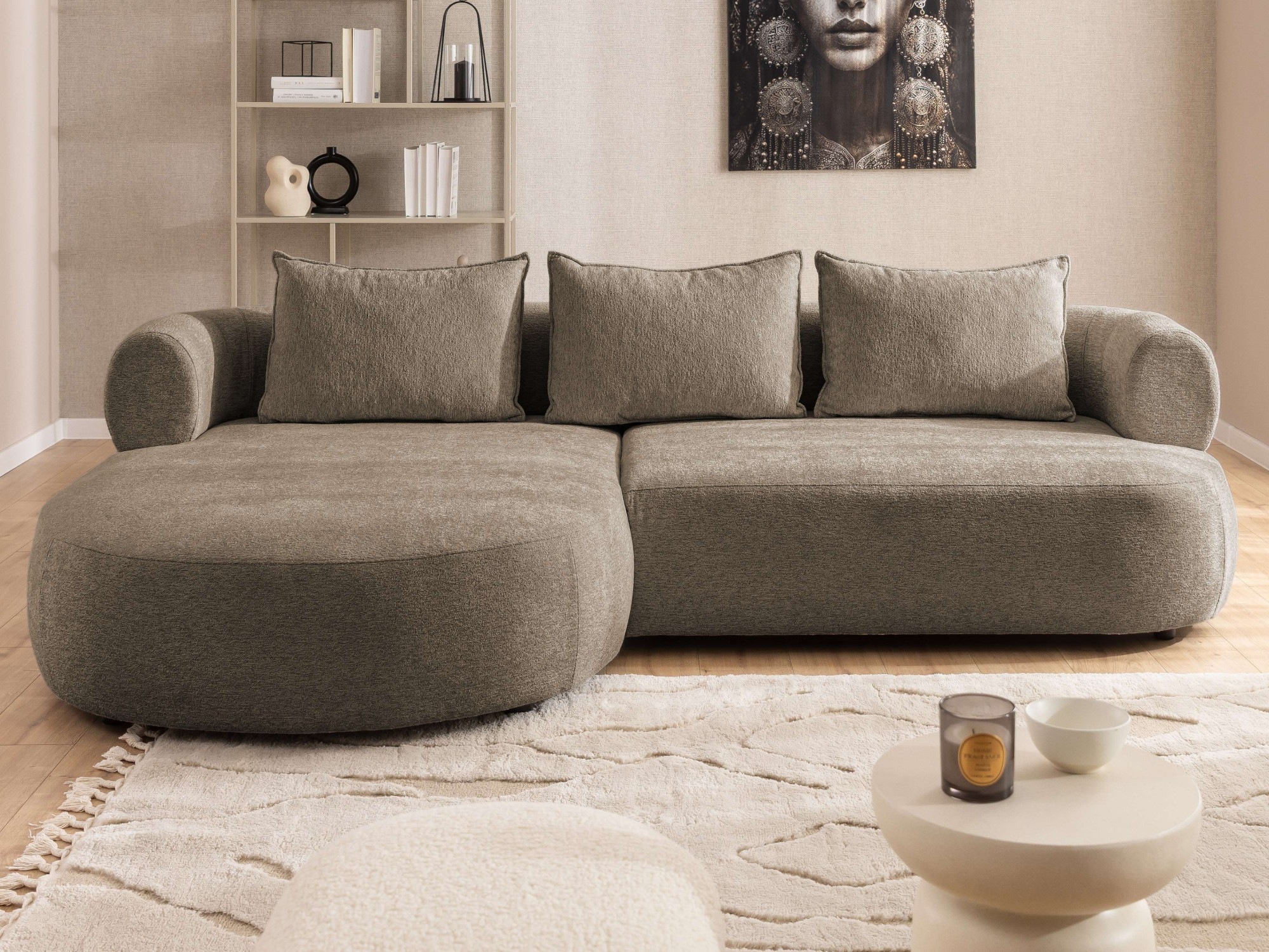 Home affaire Ecksofa »LUSSAC L-Form Design-Sofa mit Zierkissen, Maße B/T/H: günstig online kaufen