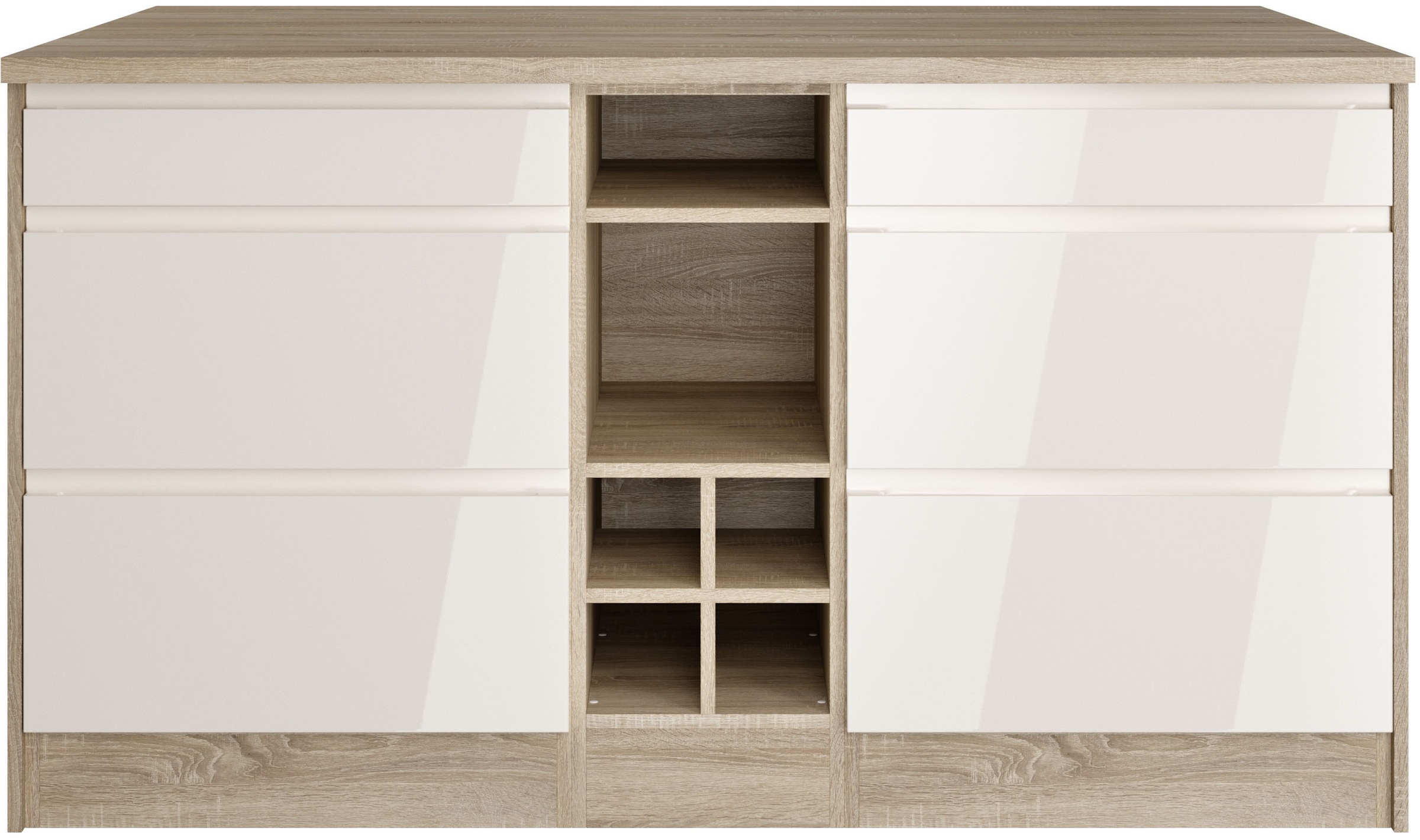 KOCHSTATION Kücheninsel »KS-Virginia«, Breite 153 cm, MDF-Fronten, Flaschenregal