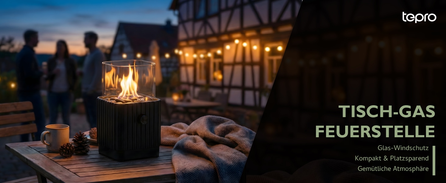 Tepro Feuerstelle »Tisch-Gasfeuerstelle mit Dekosteinen«