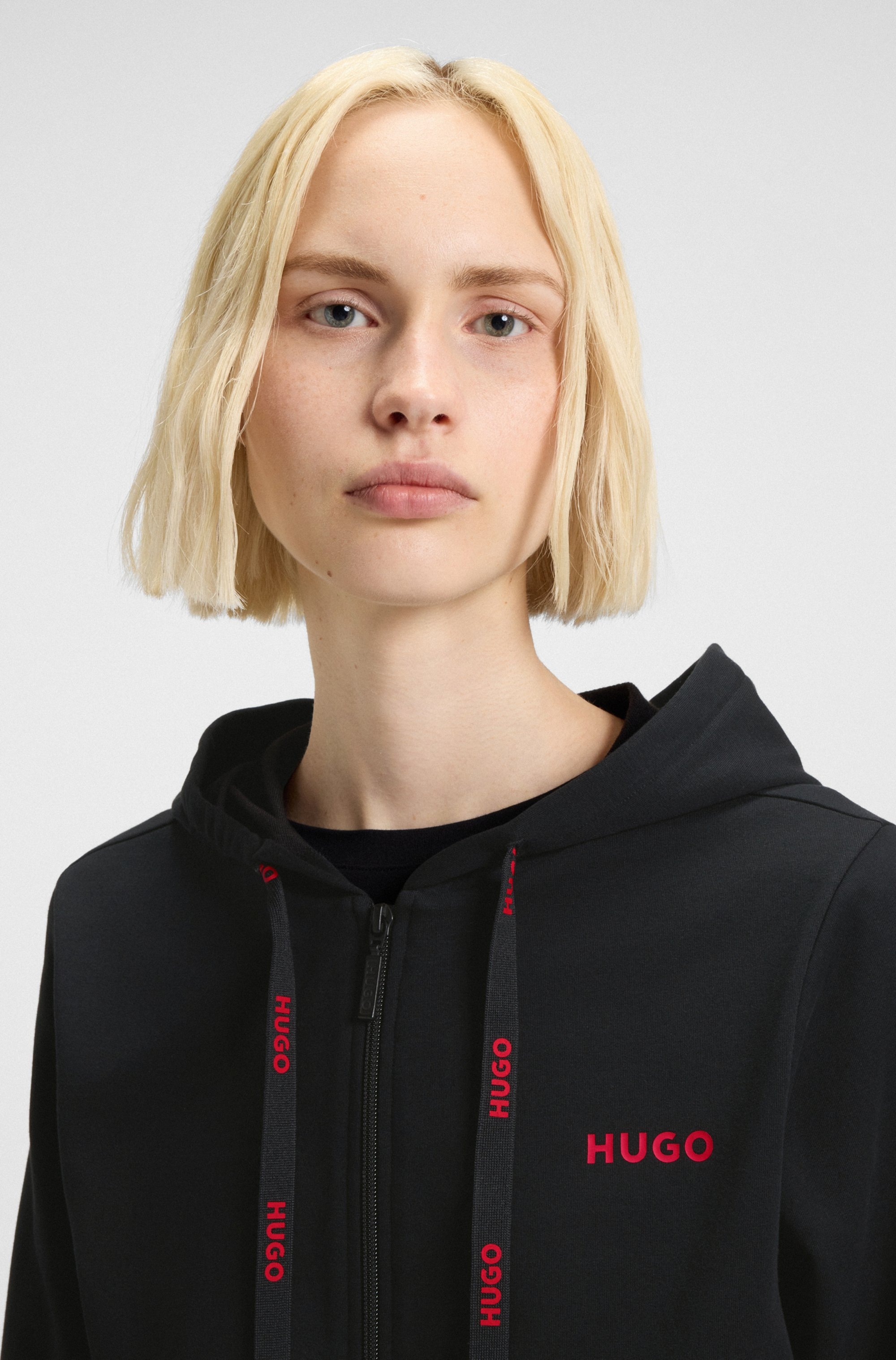HUGO Underwear Sweatjacke Kapuze, Reißverschluss, gerade geschnitten
