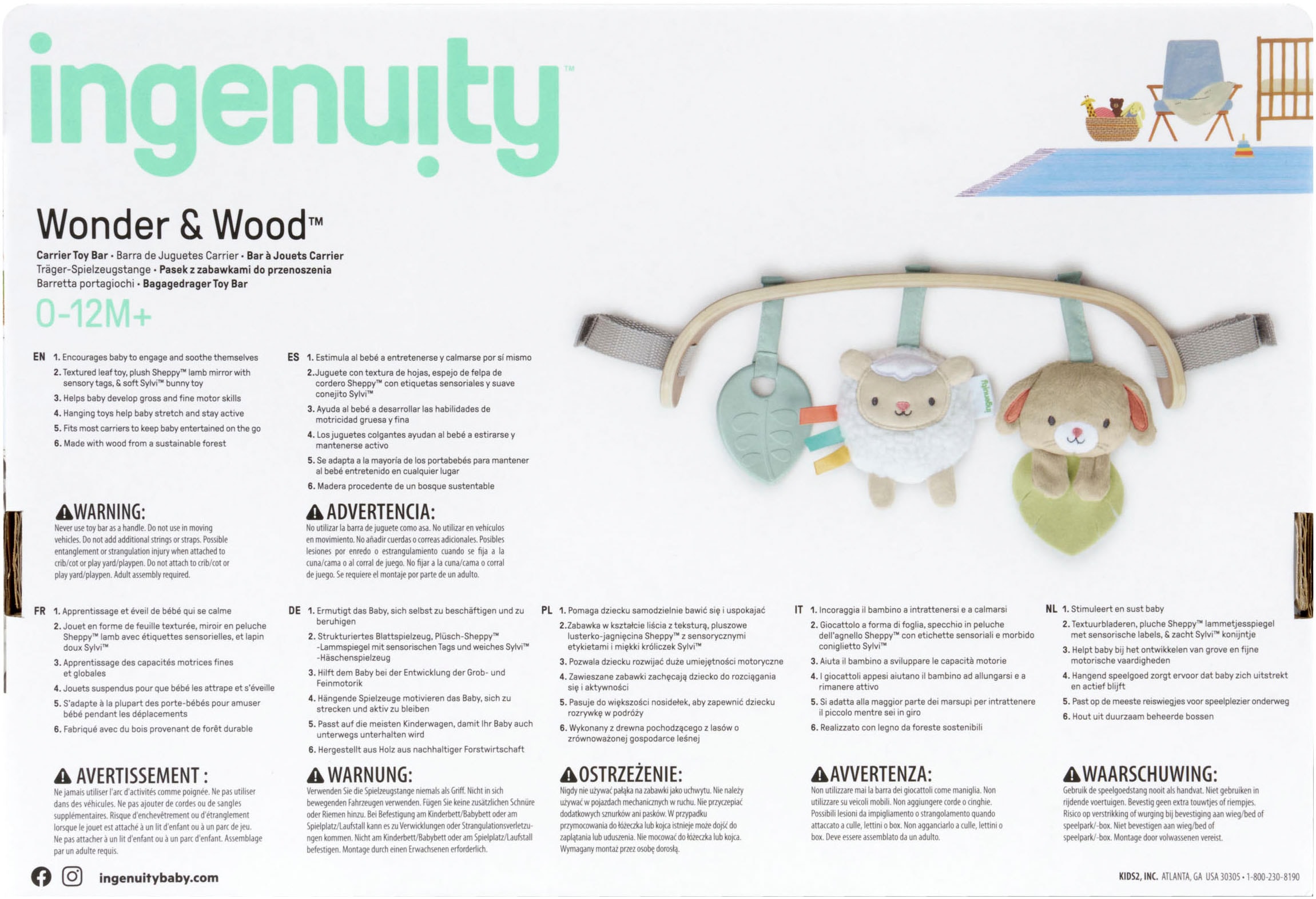 ingenuity Kinderwagenkette »Wonder & Wood Carrier Toybar«