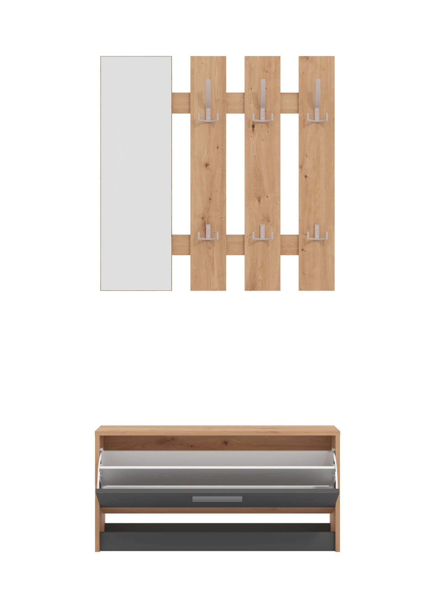 INOSIGN Garderoben-Set »Rimini, Set 2tlg«, (2 St.), bestehend aus Garderobenpaneel und Schuhschrank
