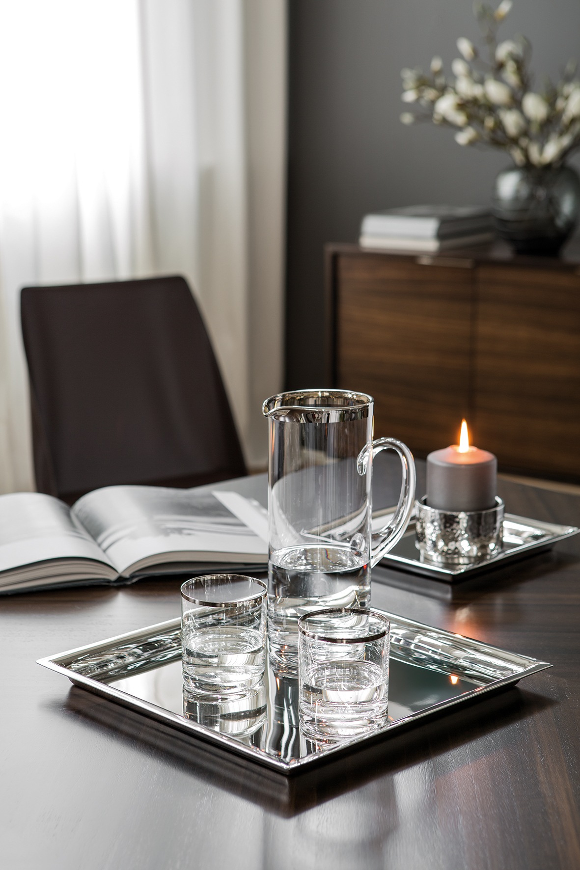 Fink Tablett »NAGANO«, (1 tlg.), Dekotablett, Dekoaccessoires, silberfarben