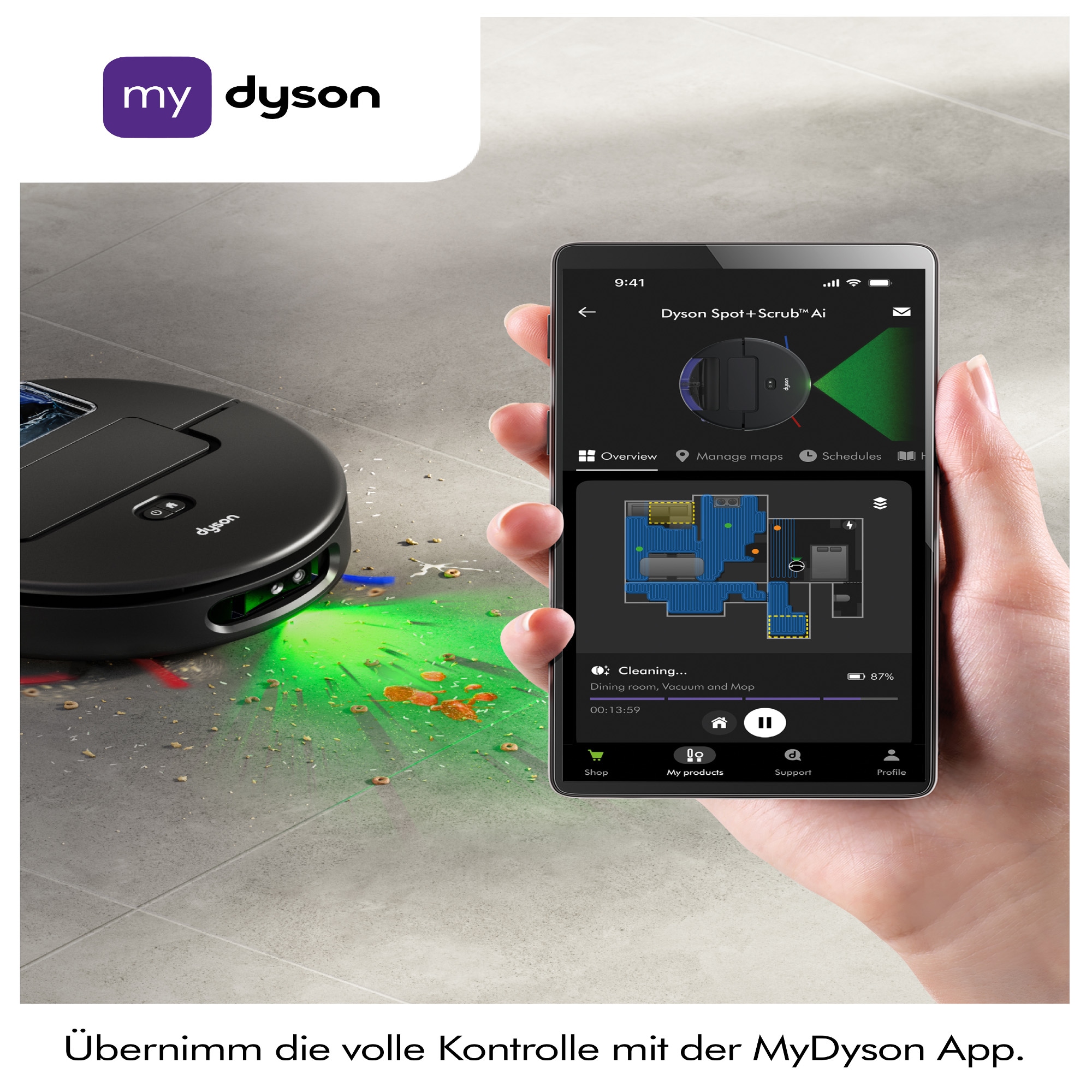 DYSON Saugroboter »spot+scrub Ai« Beseitigt versteckte Flecken mithilfe fortschrittlicher KI