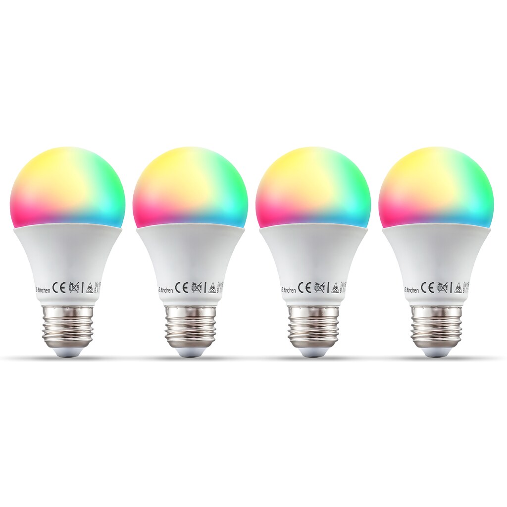 B.K.Licht LED-Leuchtmittel, E27, 4 St., Farbwechsler