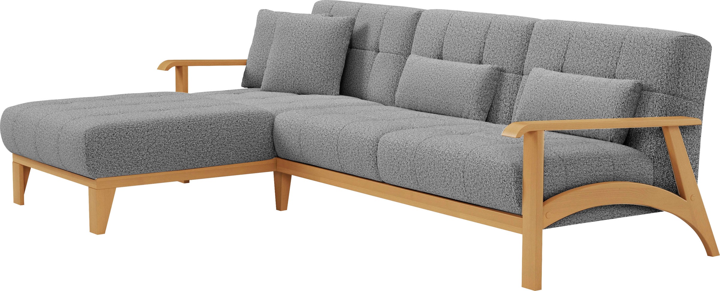 sit&more Ecksofa »Billund L-Form«, Armlehnen aus eichefarbigem Buchenholz, verschiedene Bezüge und Farben