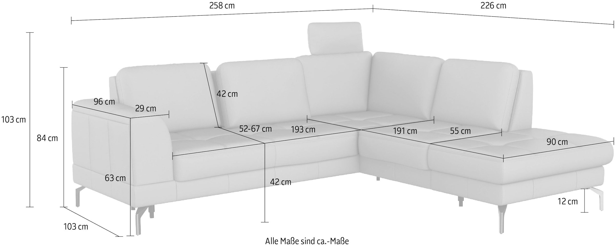 sit&more Ecksofa »Bendigo L-Form« inklusive Sitztiefenverstellung, Bodenfreiheit 12 cm, in 2 Fußfarben