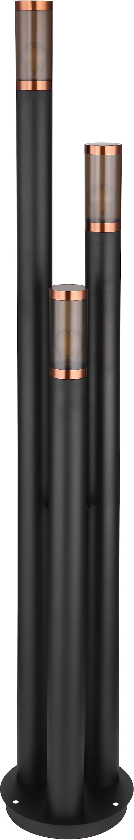GLOBO LIGHTING Außen-Stehlampe »BOSTON« E27 1 Stk. Außenleuchte Edelstahl/Kupfer, 3 Zylinder, IP44, E27