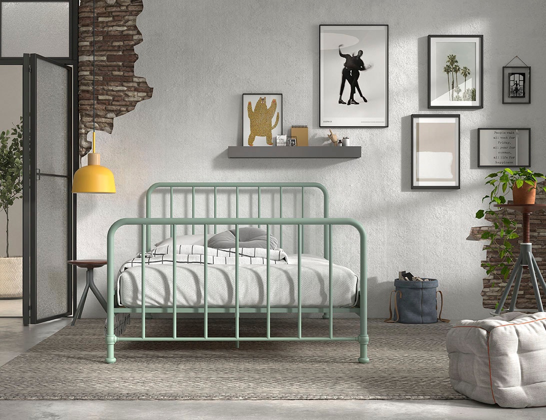 Vipack Metallbett »Bronxx, standfest gebaut, gradlinige Optik in zeitlosem Design«, (in 2 Größen und verschiedenen Farben erhältlich), inkl. Lattenrost, Mittelsteg und Fußstütze unter der Liegefläche