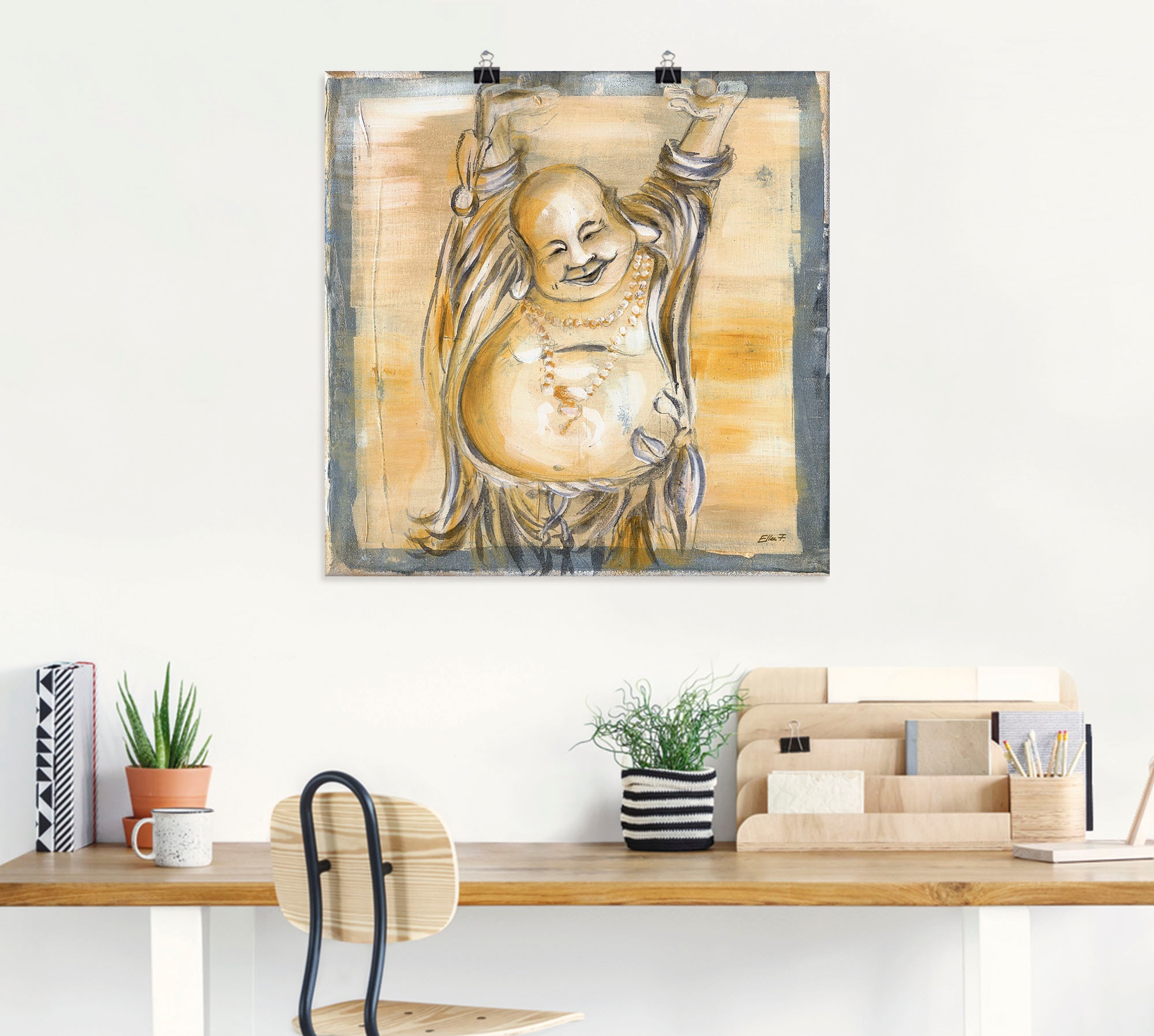 Artland Wandbild »Fröhlicher Buddha II«, Religion, (1 St.), als Alubild, Outdoorbild, Leinwandbild, Poster, Wandaufkleber