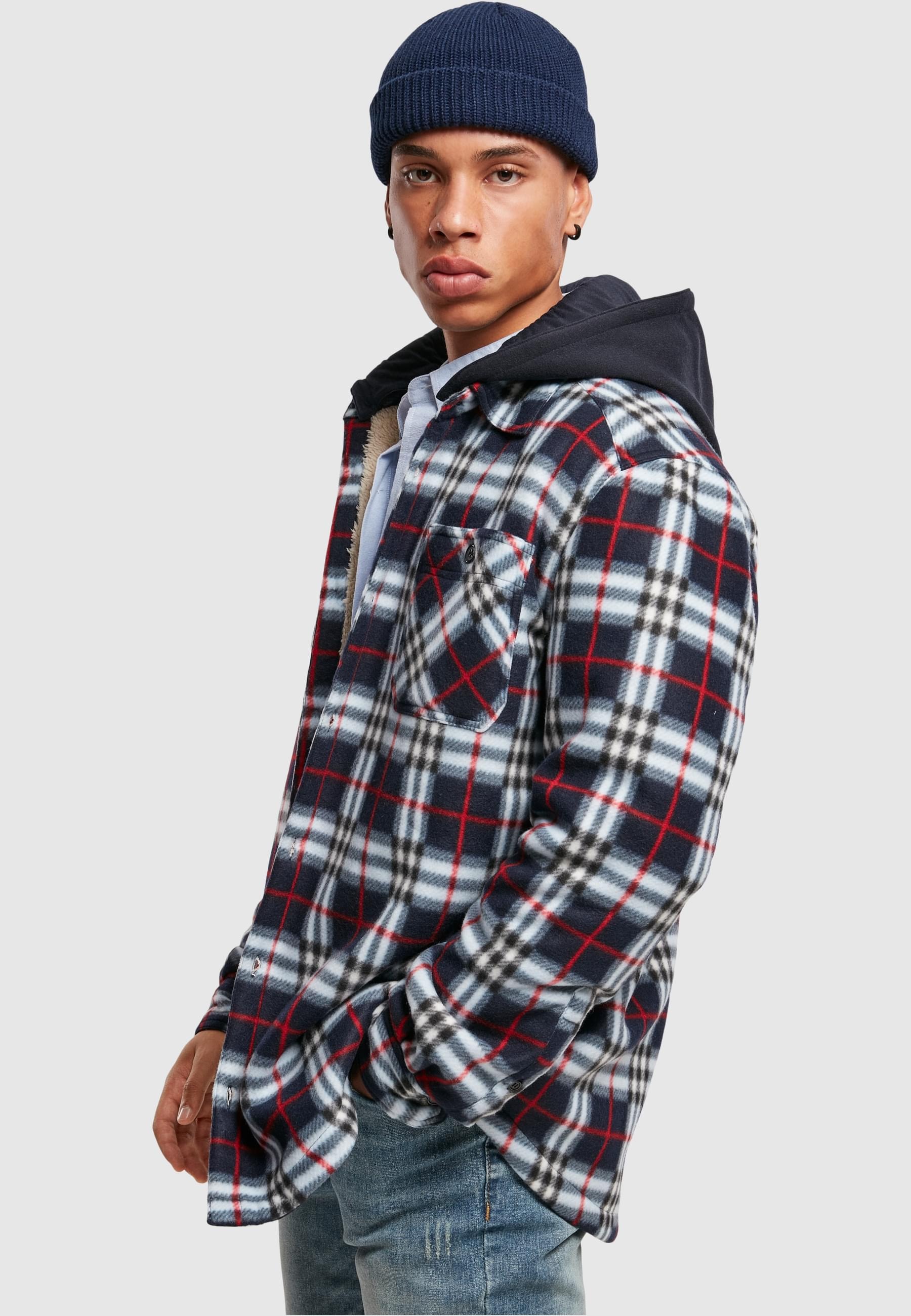 URBAN CLASSICS Allwetterjacke »Urban Classics Herren Hooded Polar Fleece Overshirt« 1 Stk. tlg. mit Kapuze