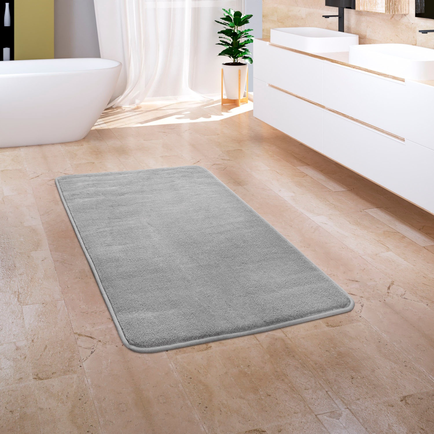 Paco Home Badematte »Corby 255, Memory-Schaum Effekt«, rutschhemmend beschichtet, fußbodenheizungsgeeignet, Badteppich, Uni Farben