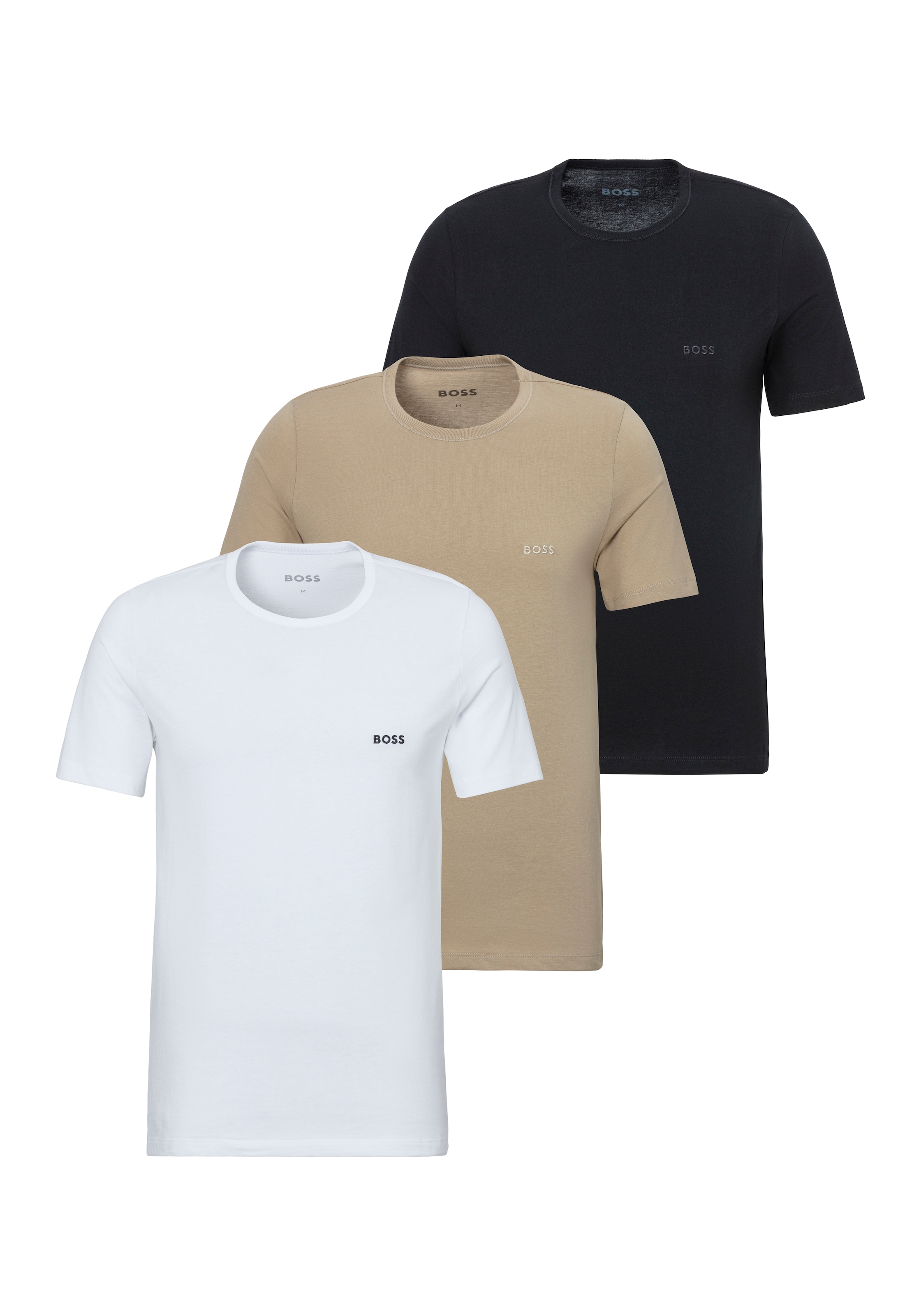 BOSS T-Shirt »TShirtRN 3P Classic«, (Packung, 3 tlg.), mit BOSS Stickerei