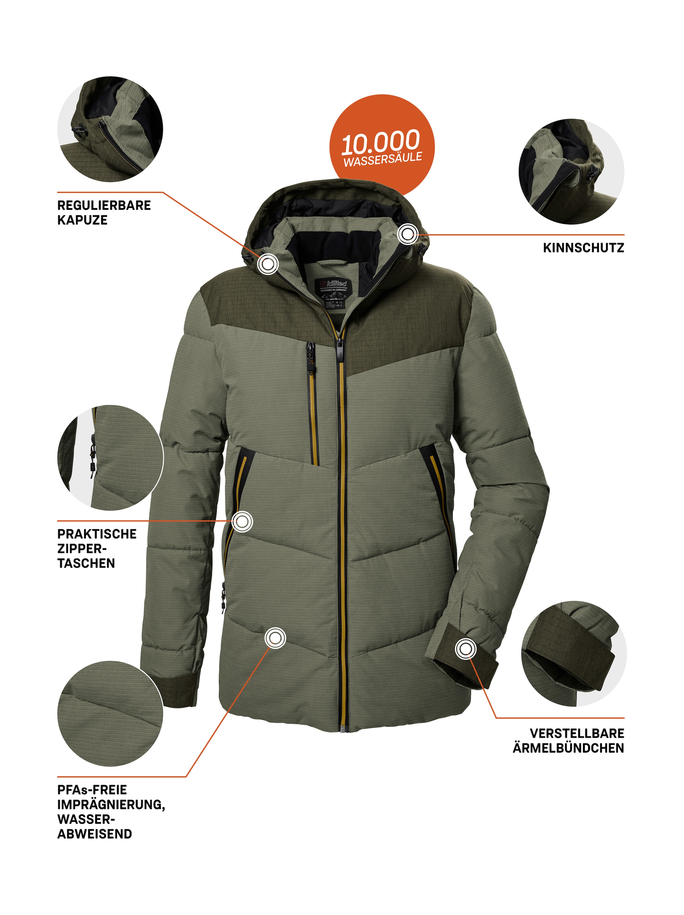 Killtec Steppjacke »KOW 306 MN QLTD JCKT«, Herren Steppjacke mit Kapuze, wasserabweisend, atmungsaktiv