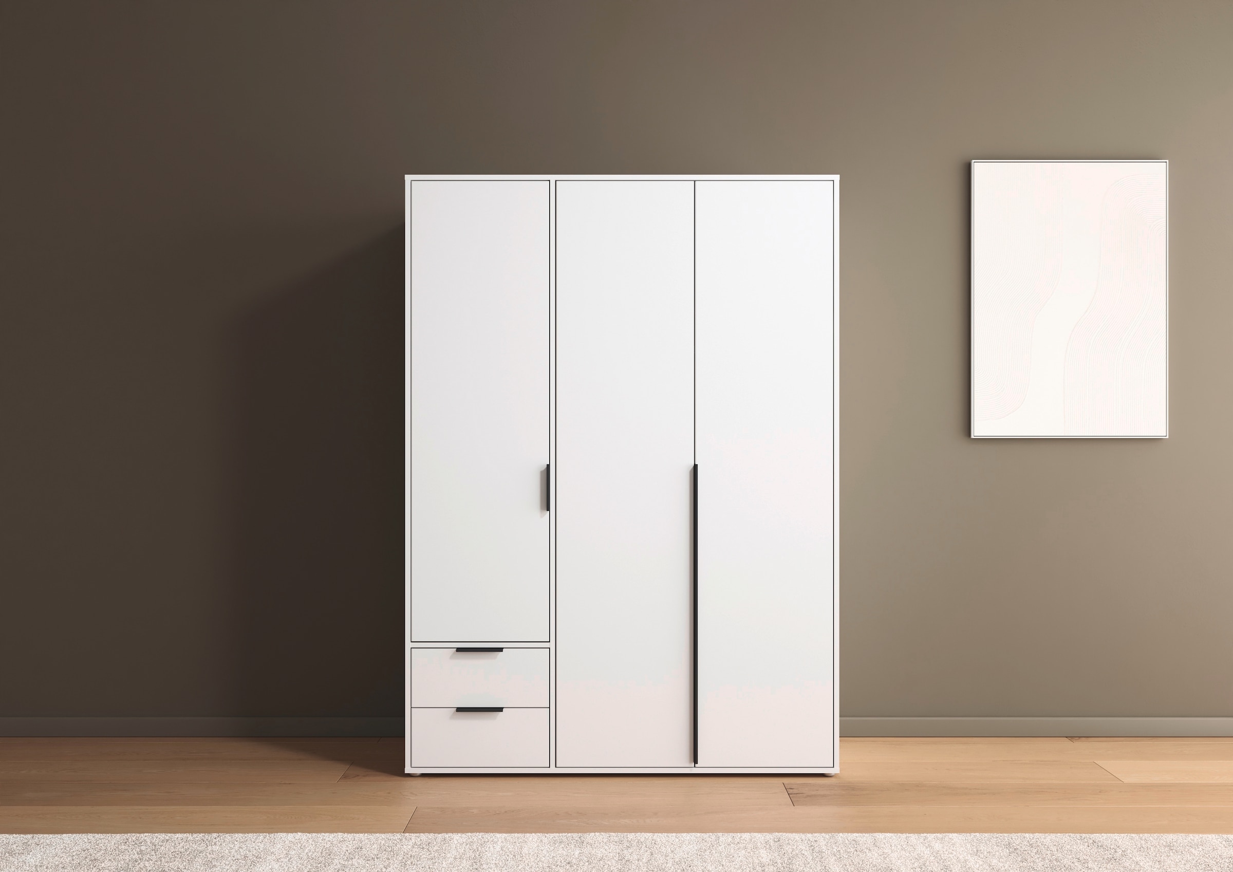 rauch Drehtürenschrank »Kleiderschrank Schrank Garderobe Wäscheschrank NAGATA viel Stauraum«, (in 3 verschiedenen Ausstattungen BASIC/CLASSIC/PREMIUM), mit Schubladen sowie Stangengriffen TOPSELLER MADE IN GERMANY