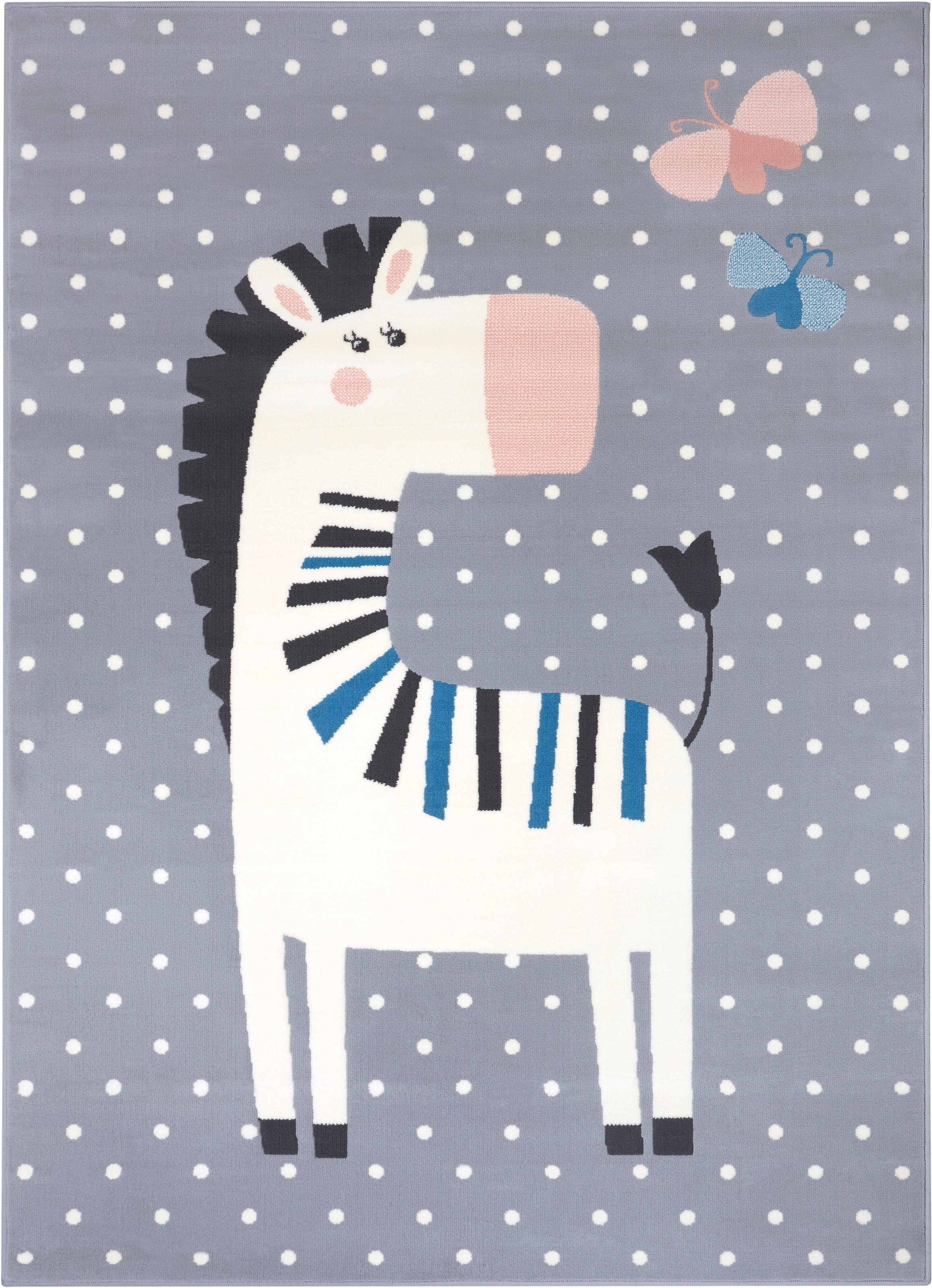 HANSE Home Kinderteppich »Zebra Funny«, rechteckig, 9 mm Höhe, Schmetterlinge, Tiermotiv, Kurzflor