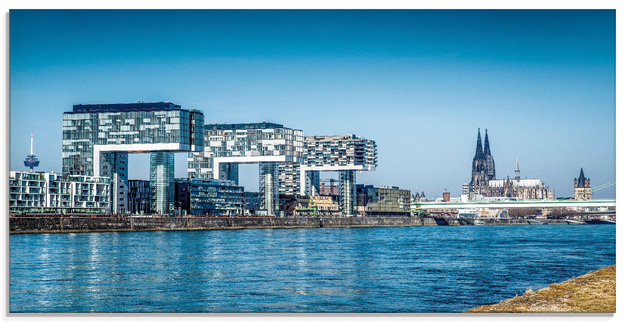Artland Glasbild »Köln Kranhäuser und Dom«, Gebäude, (1 St.), in verschiede günstig online kaufen