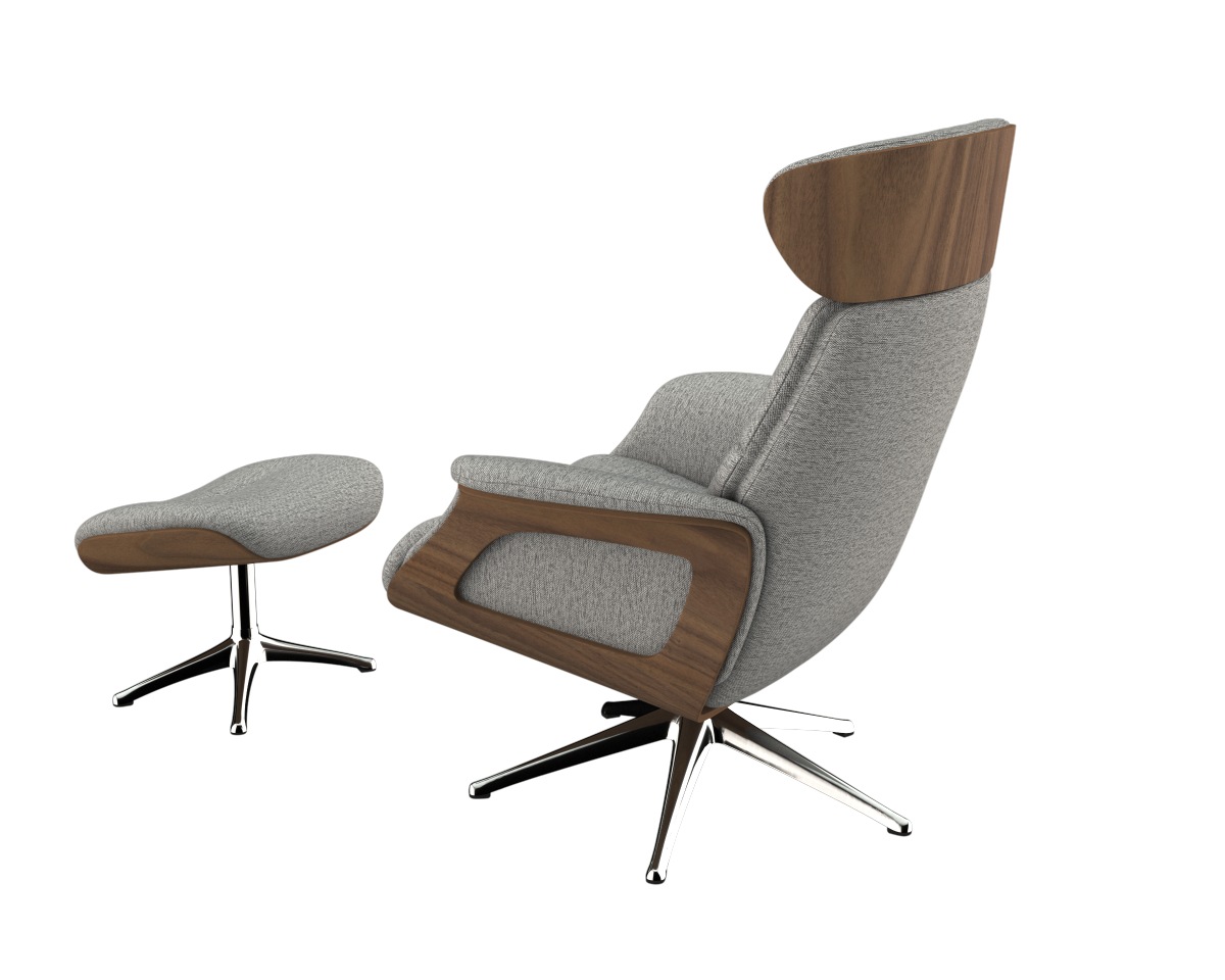 FLEXLUX Relaxsessel »Clement Relaxstuhl, Polstersessel, Liegesessel, TV-Sessel,«, Rücken- & Kopfteilverstellung, Drehbar, Armlehne Walnuss, Fuß Alu