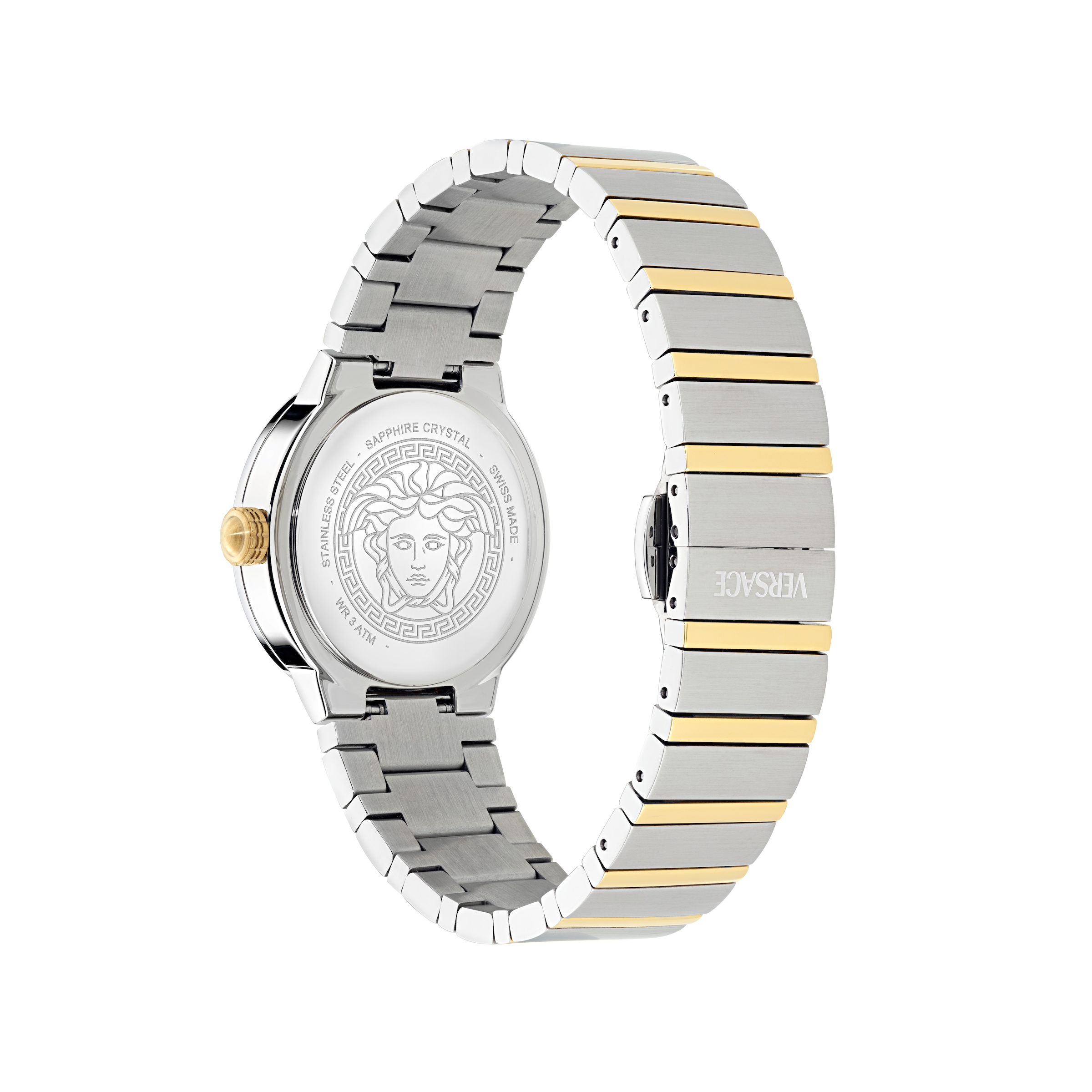 Versace Quarzuhr »GRECA LOGO PEARL« Armbanduhr, Damenuhr, Swiss Made, Edelstahlarmband, analog