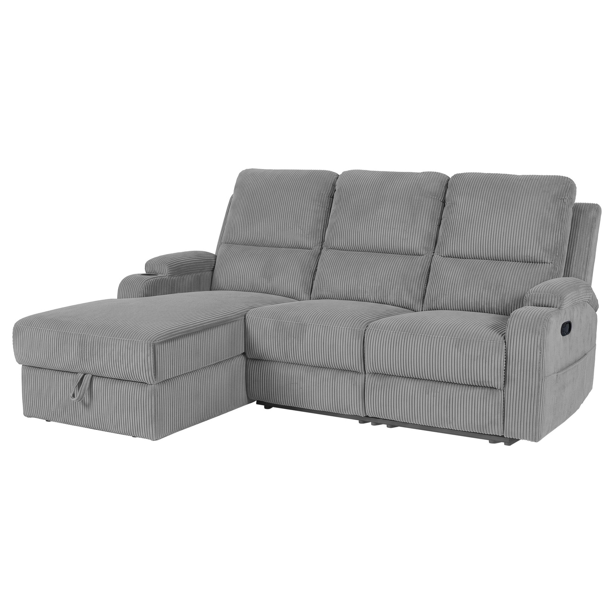 OTTO home Ecksofa »NAPORI Cord, L-Form, 210cm, man./elektr. Relaxfunktion« USB-A bei elektr. Variante, Staukasten, Seitentaschen u. Federkern