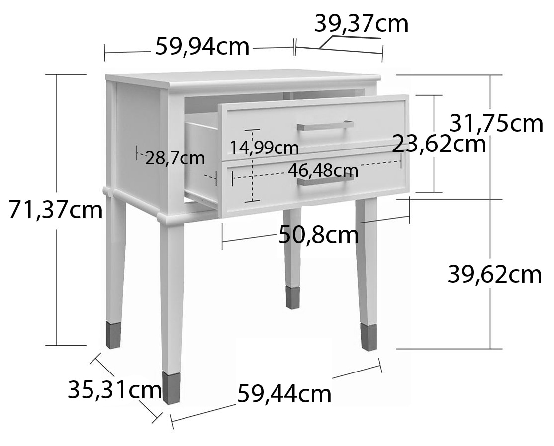 CosmoLiving by Cosmopolitan Beistelltisch »Westerleigh«, (1 St.), 1 Schublade, aus pflegeleichtem MDF, Beine aus Massivholz, Höhe 72 cm