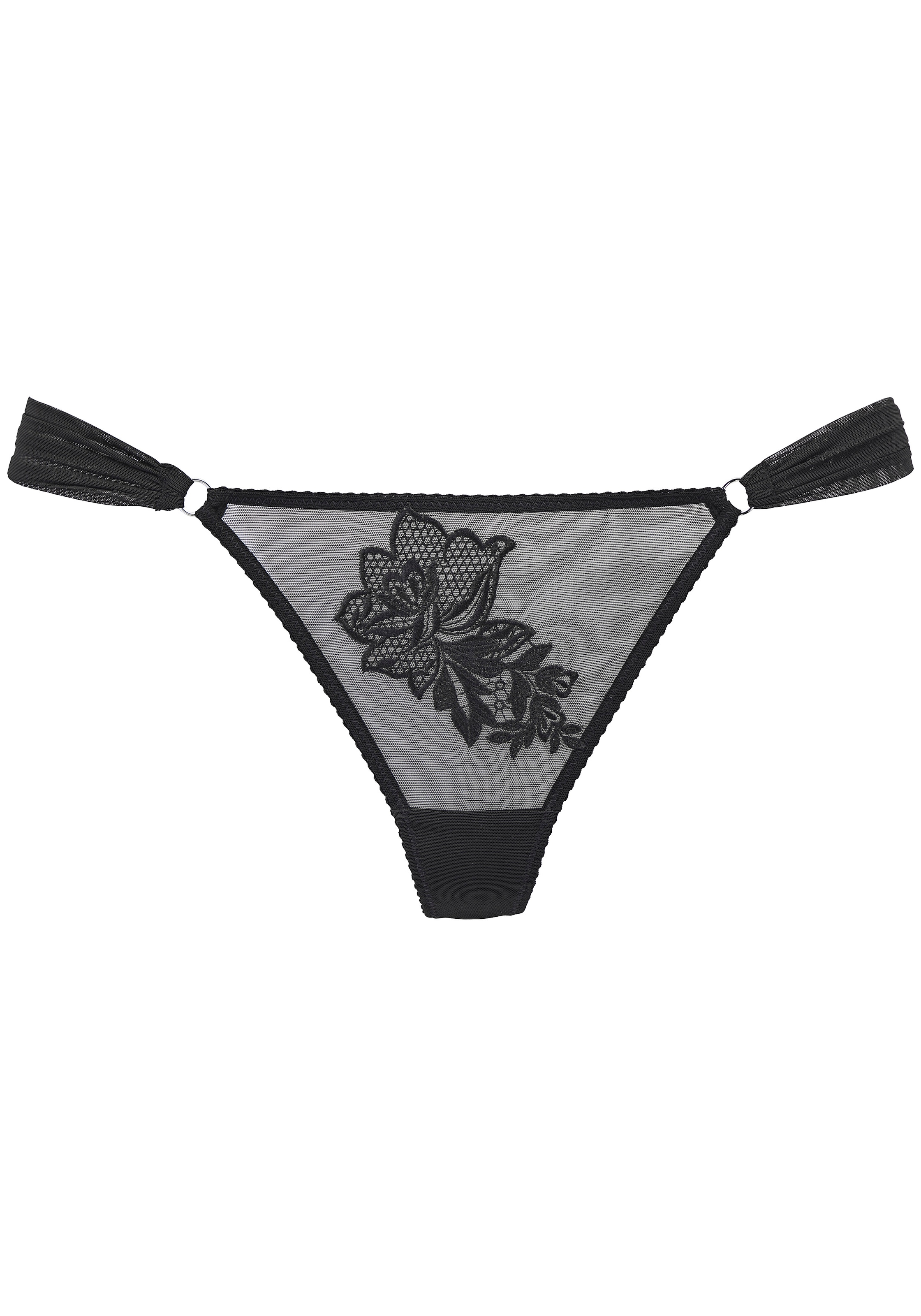 LASCANA String aus transparentem Mesh mit platzierter Blumen-Applikation