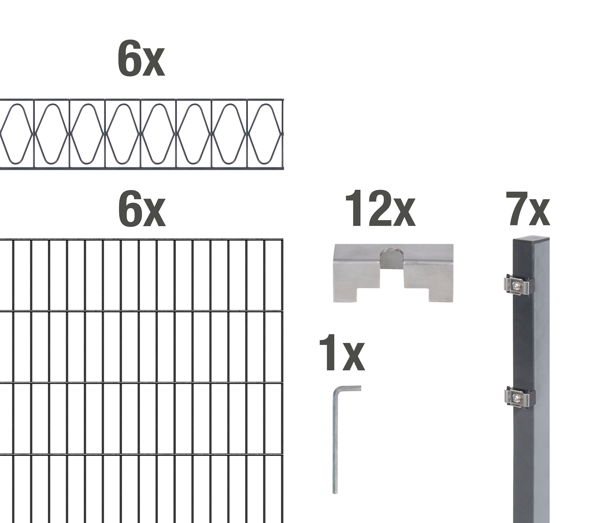 Alberts Doppelstabmattenzaun »Eleganz«, anthrazit, Höhe: 100-160cm, Gesamtlänge: 10-20m, zum Einbetonieren