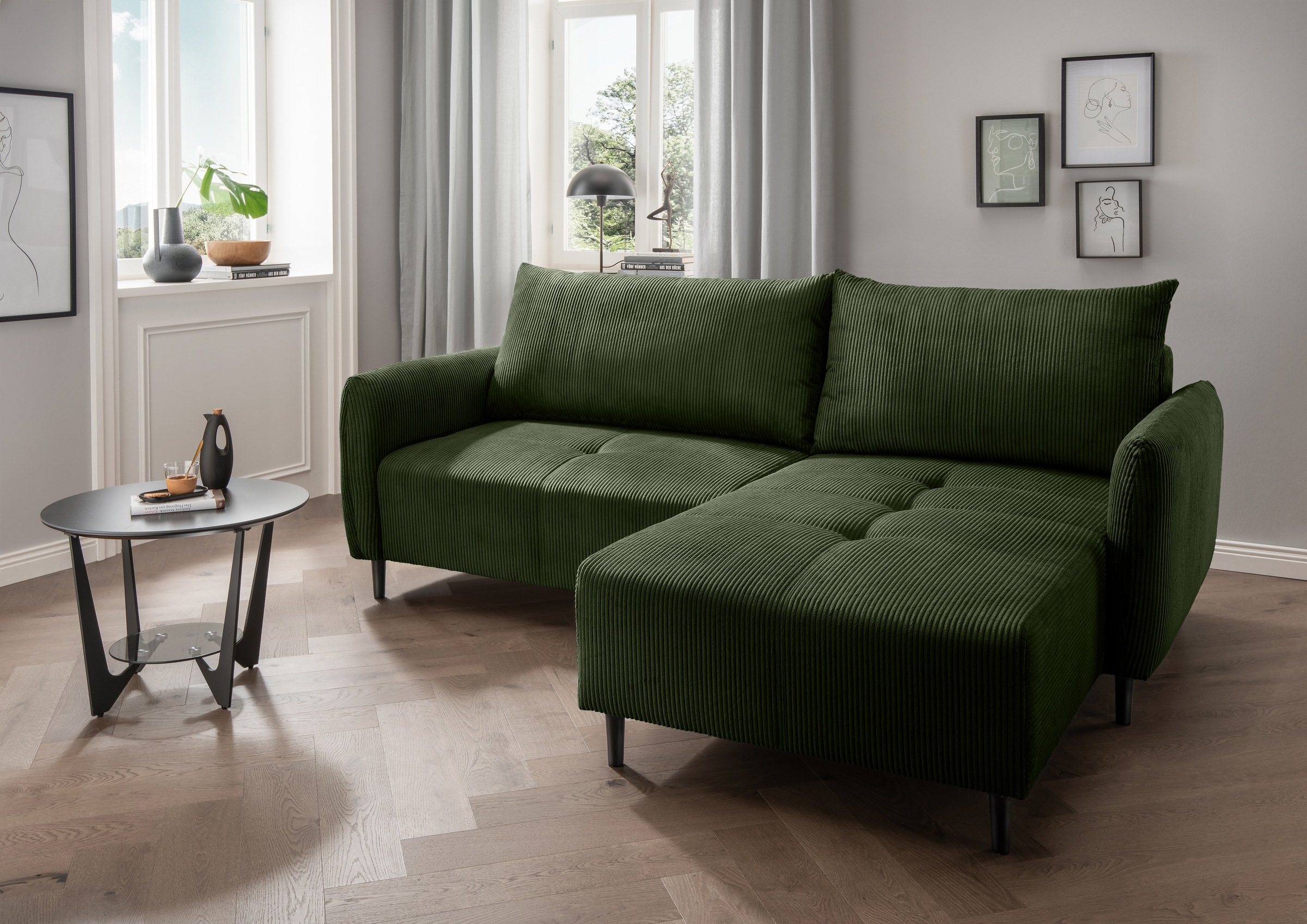 INOSIGN Ecksofa »Mara, L-Form, aktueller Cord Bezug und tolle Farben, schma günstig online kaufen