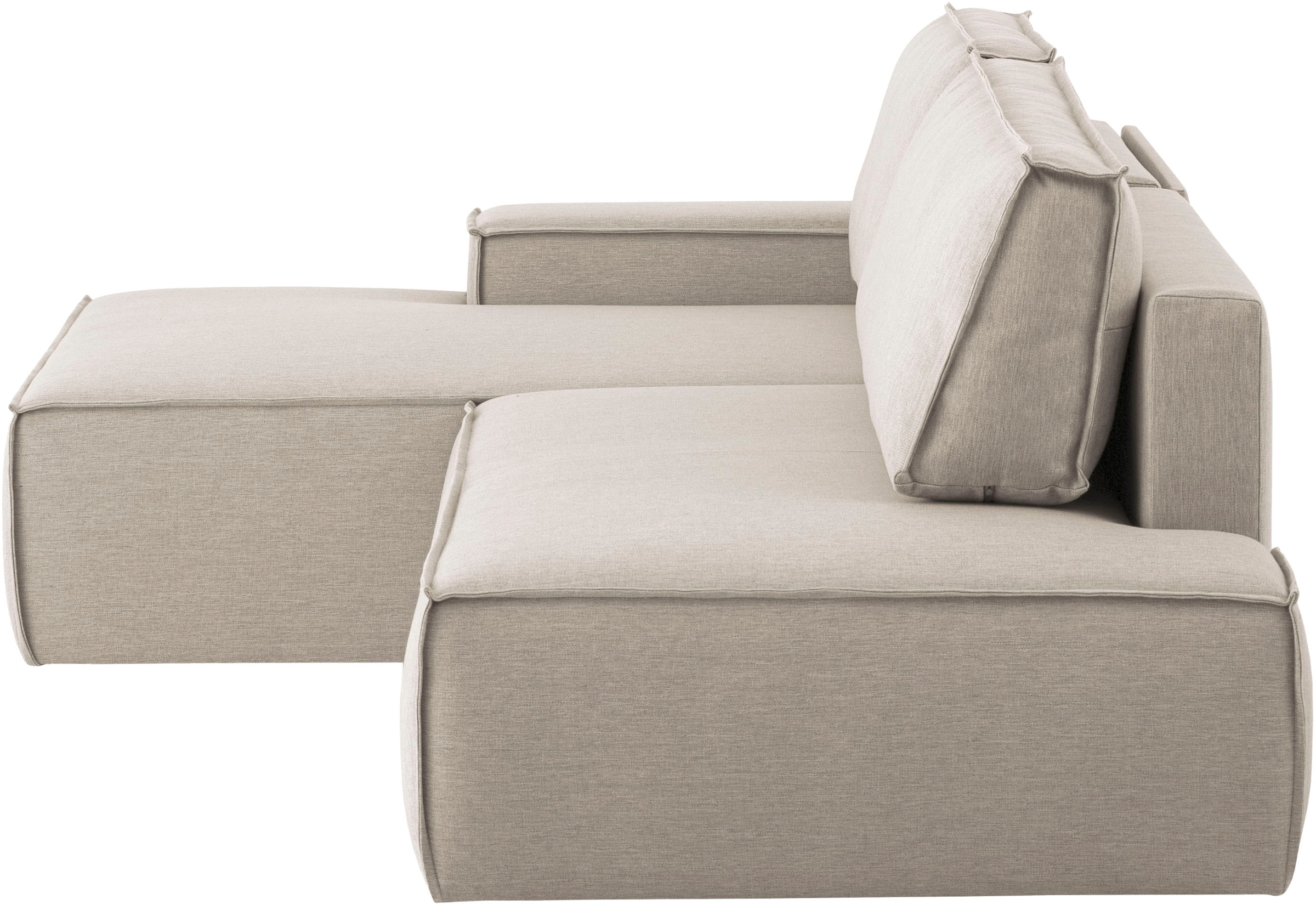 Home affaire Ecksofa »SHERWOOD, Schlafsofa in L-Form offen (275cm), Cord, Leinenoptik«, Schlaffunktion und Bettkasten, Kedernaht, hoher Sitz- & Liegekomfort