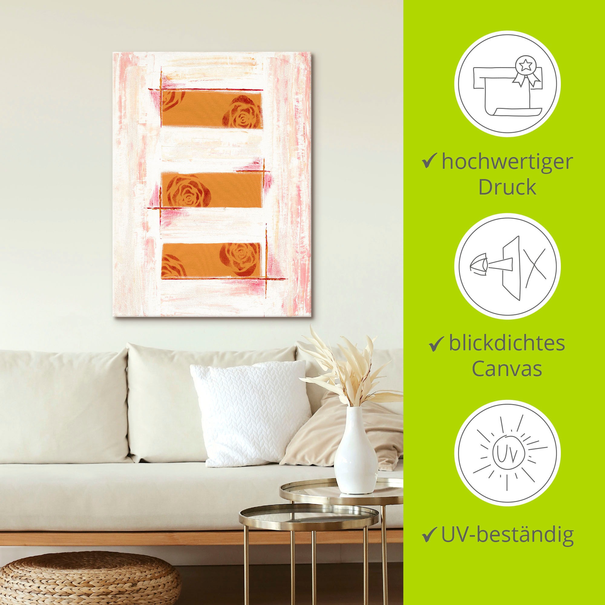 Artland Wandbild »Englische Rosen I - Abstrakt«, (1 St.), als Alubild, Leinwandbild, Wandaufkleber oder Poster in versch. Größen