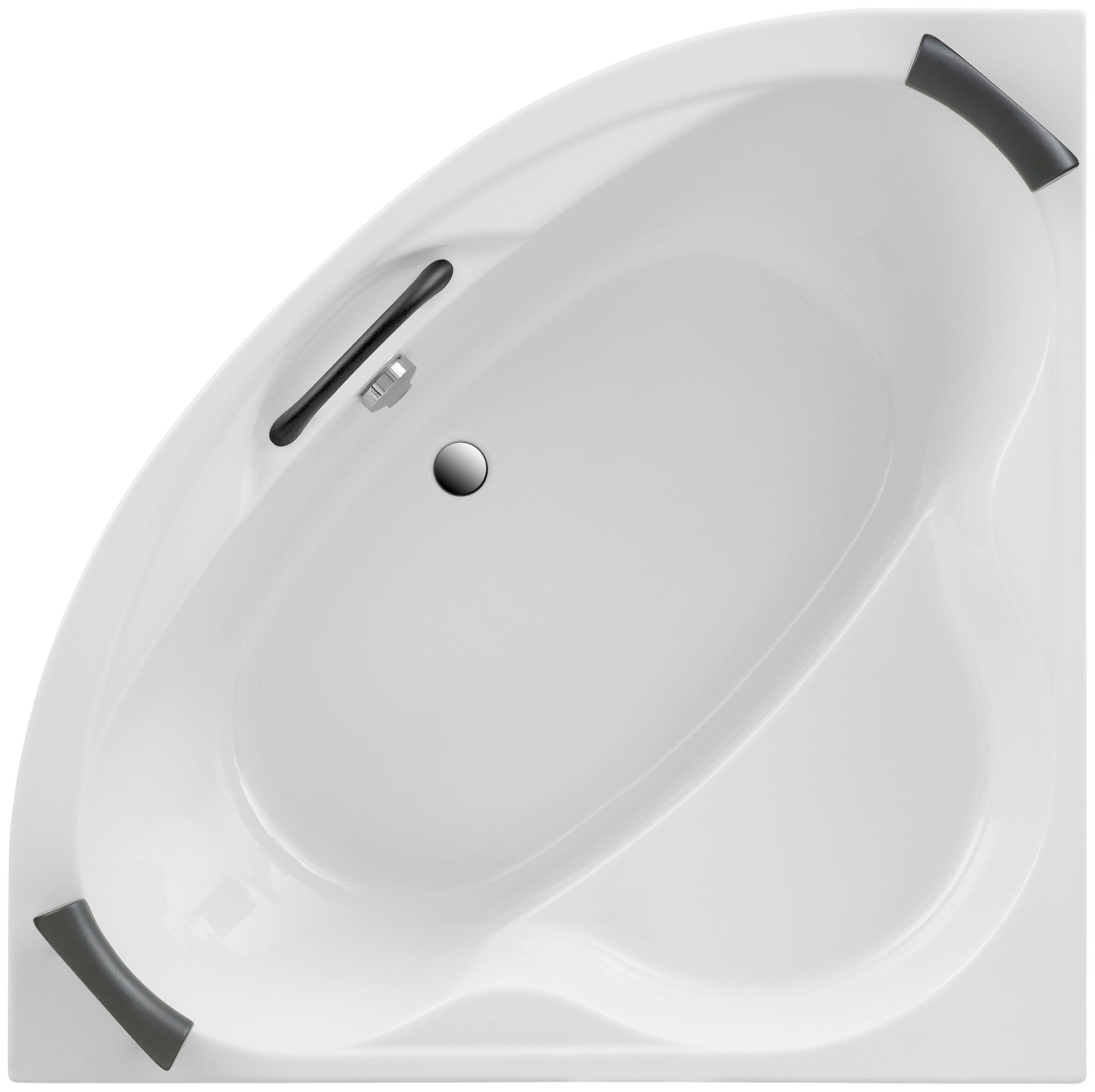 OTTOFOND Whirlpool-Badewanne »Siam Typ 1«, (Set), 140 cm, inkl. 2 Nackenstützen und 1 Griff in schwarz