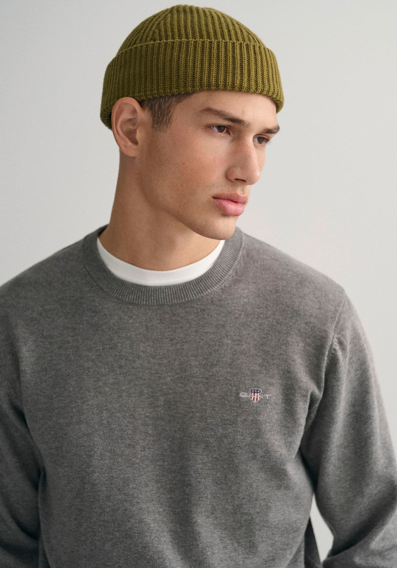 Gant Rundhalspullover »CLASSIC COTTON C-NECK«, Premium Strickpullver aus weicher 100% Baumwolle, Übergangspullover