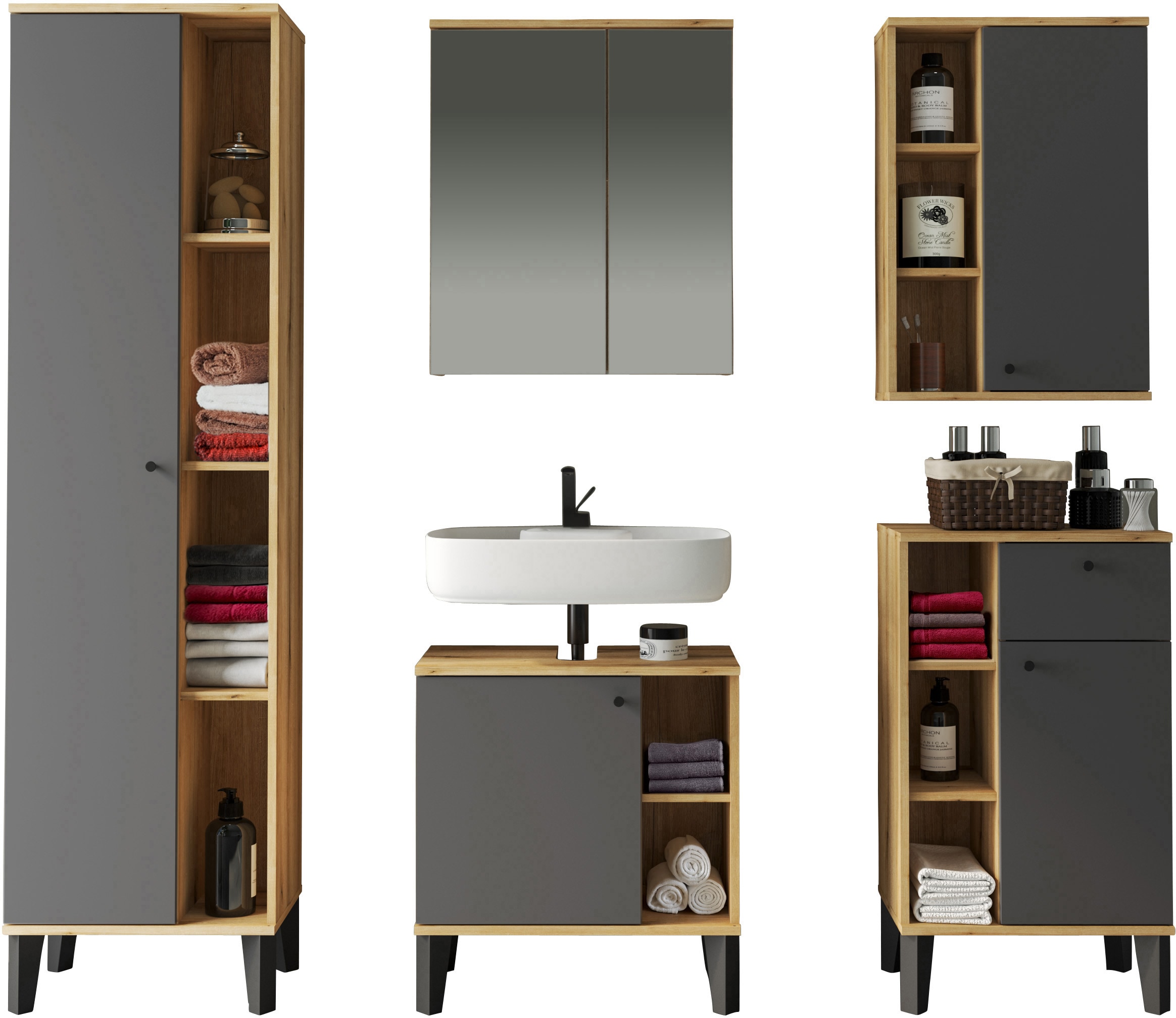 INOSIGN Badmöbel-Set »OSLO, Bad im skandinavischen Design, 5-teiliges Badez günstig online kaufen