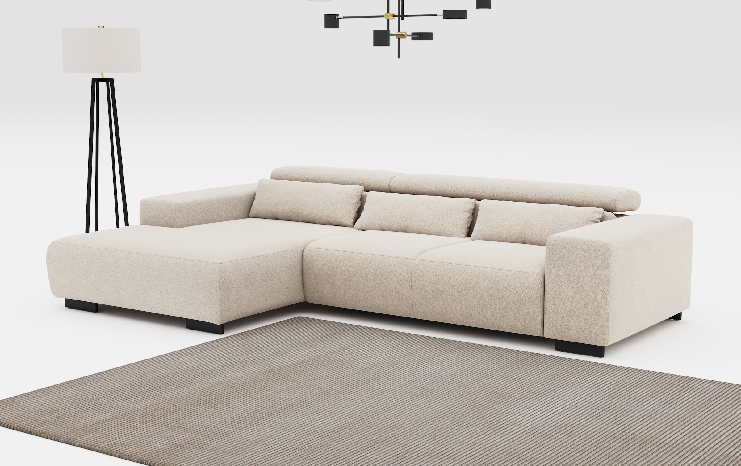 COTTA Ecksofa "Side L-Form, mit Kopfteilverstellung & 3 Nierenkissen" optio günstig online kaufen