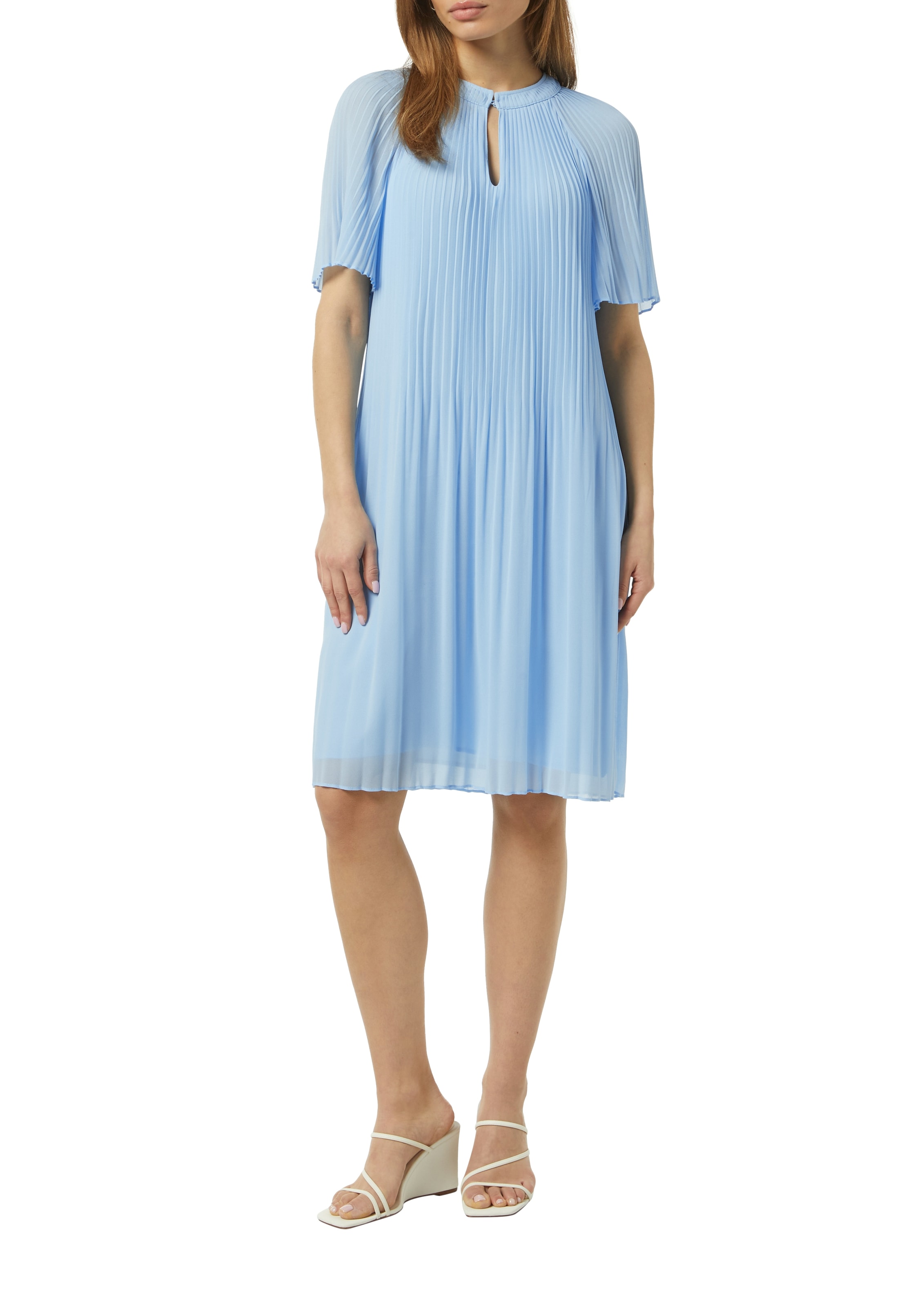 Comma Midikleid, aus Chiffon, mit Plissee-Falten