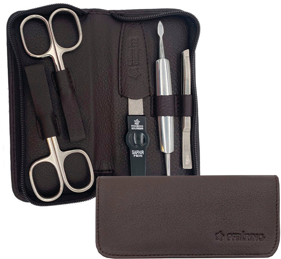 PFEILRING Maniküre-Etui, (5 tlg.), Nappaleder