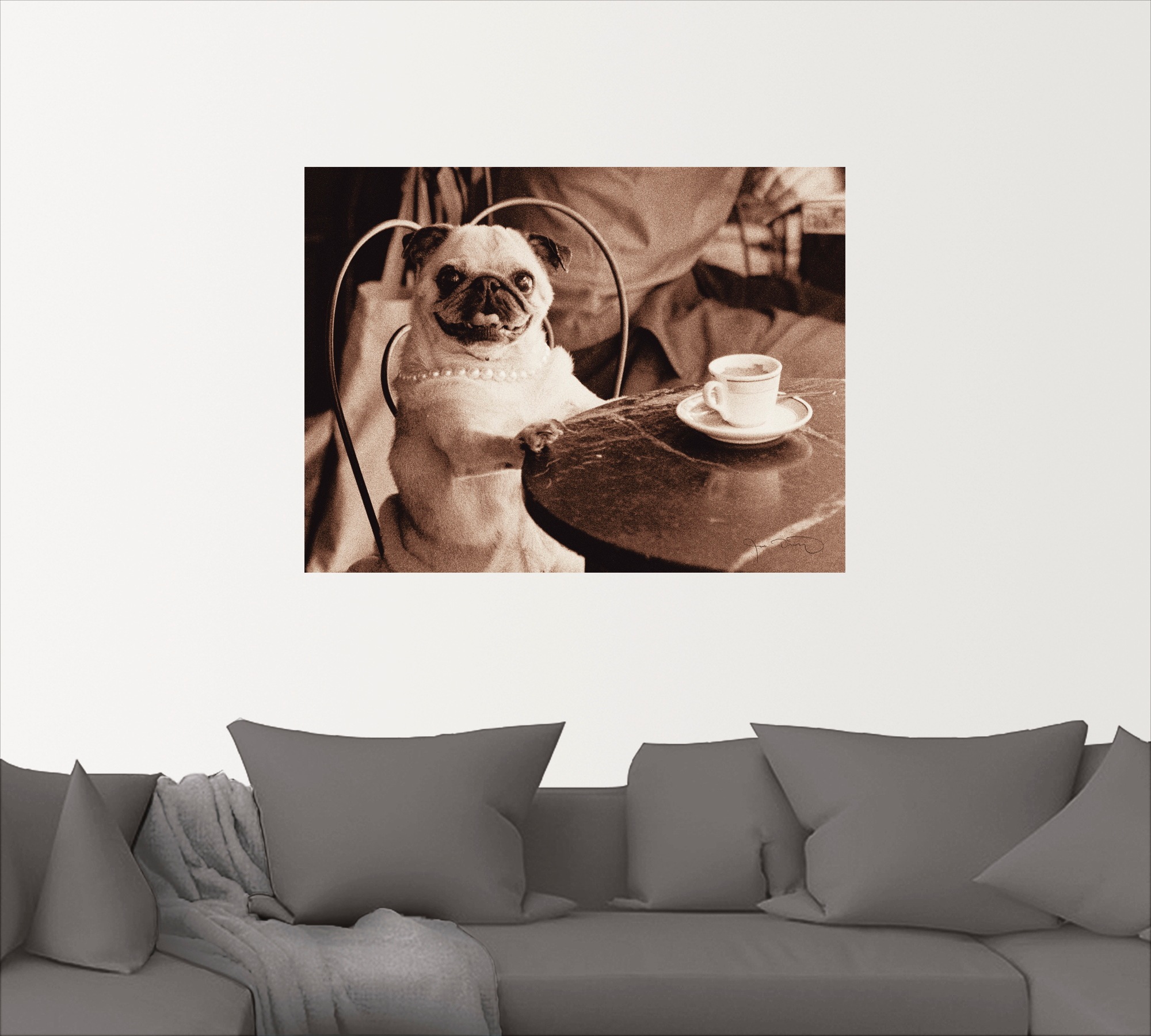 Artland Wandbild »Kaffee Mops«, Haustiere, (1 St.), als Leinwandbild, Poster, Wandaufkleber in verschied. Größen