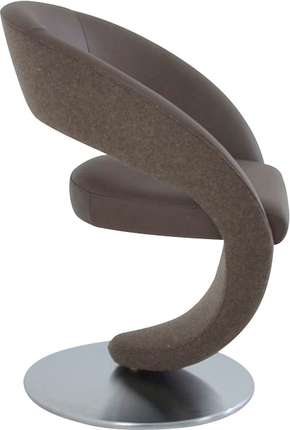 K+W Komfort & Wohnen Drehstuhl »Wave«, Leder CLOUD-Lodenstoff, Design-Drehstuhl, Drehteller in Metall edelstahloptik, Farbkombination