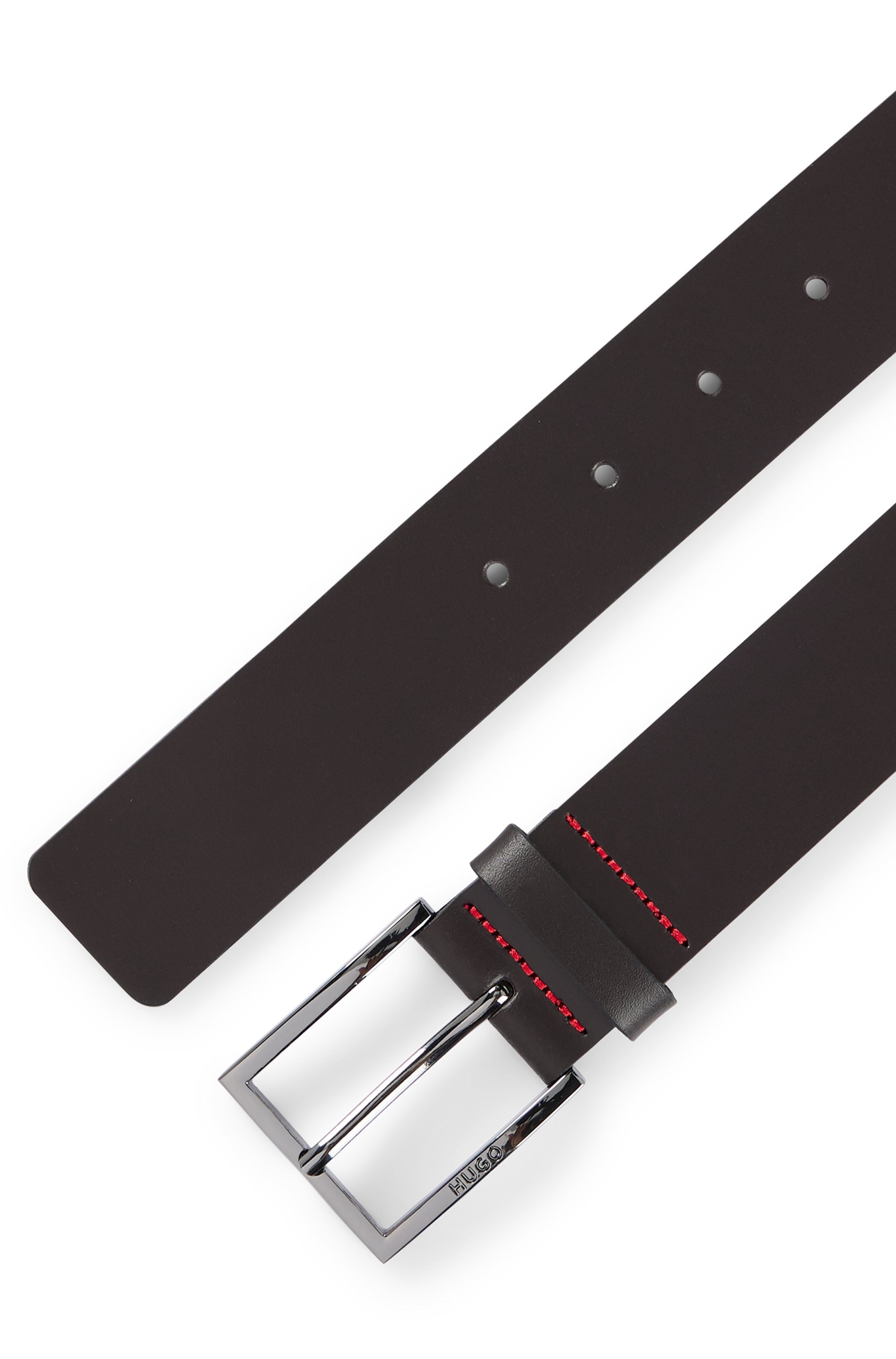 HUGO Ledergürtel »Geek_Sz35« mit kontrastfarbenen Nähten und dezenter Metallschliesse