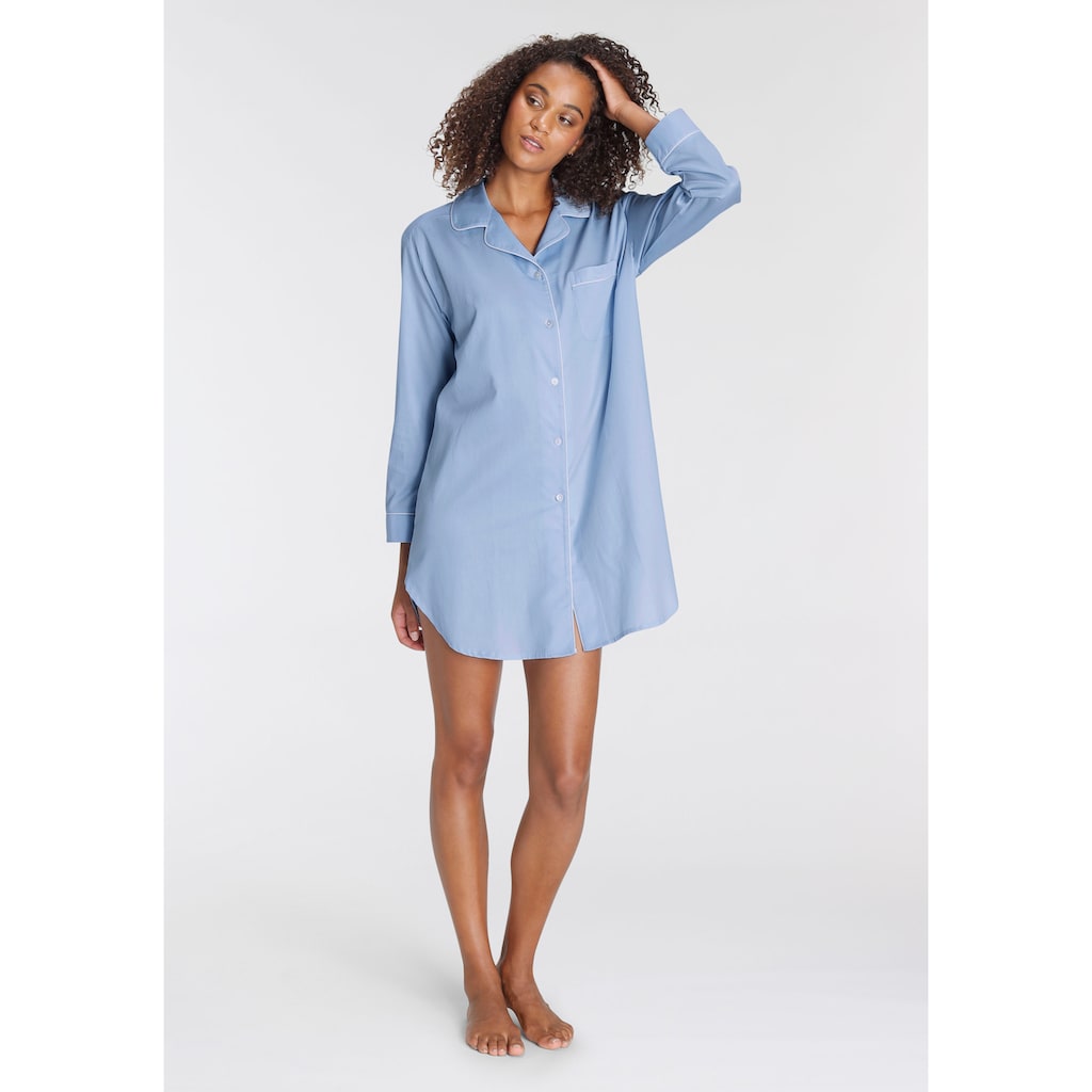 Schiesser Sleepshirt »"selected! premium inspiration"«, mit eleganten Paspeln und Reverskragen