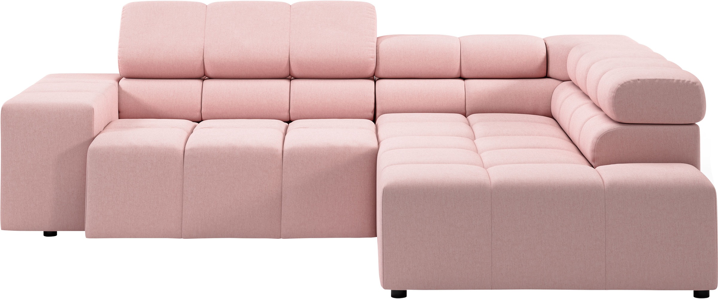 INOSIGN Ecksofa »Ancona, incl. Kopfteilverstellung + 3 Zierkissen, L-Form, bequem«, wahlweise motorische Sitztiefenverstellung, B/T(H: 249/215/70 cm