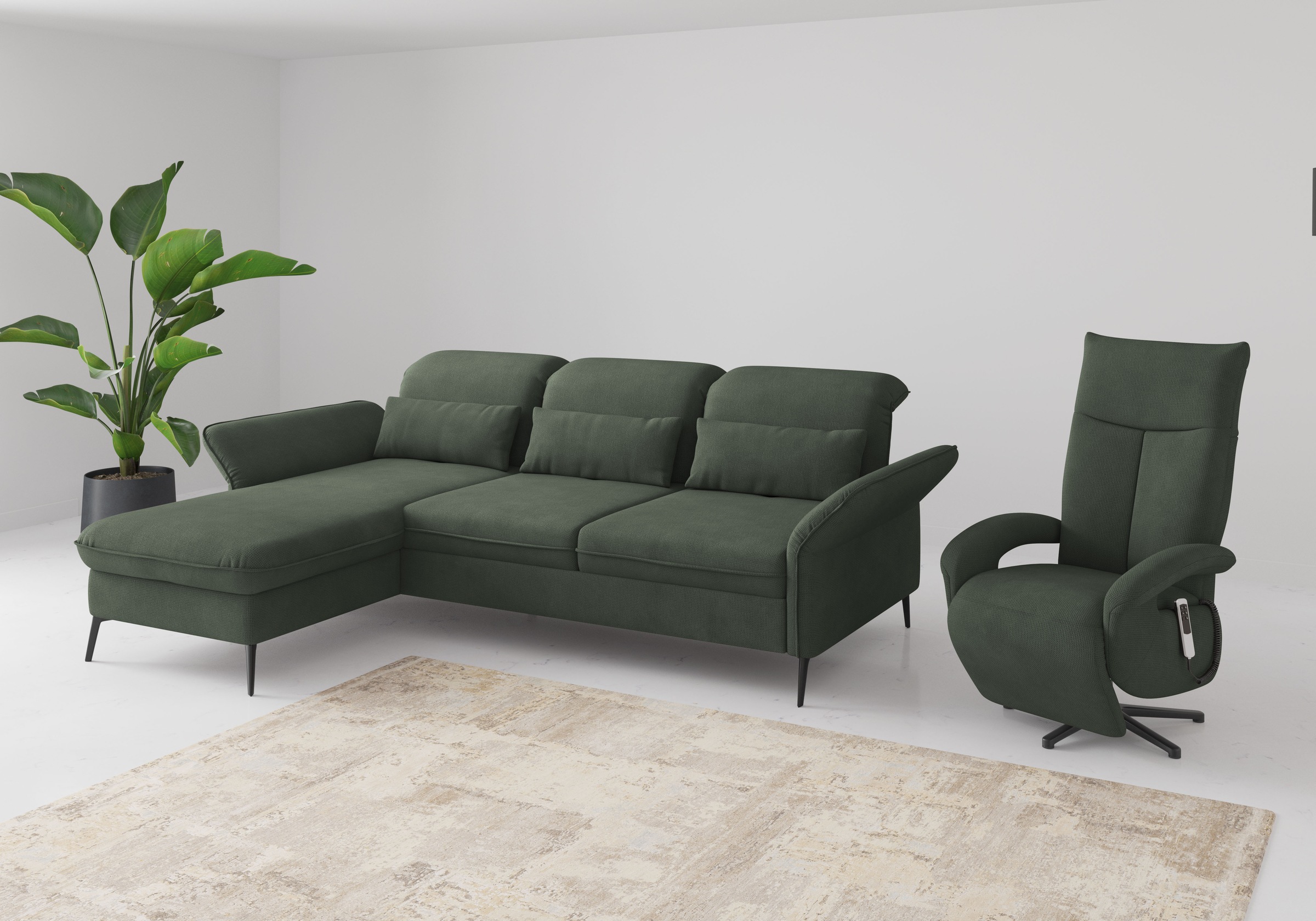 sit&more Ecksofa »Emely«, mit Sitztiefenverstellung optional mit Bettfunktion und Bettkasten