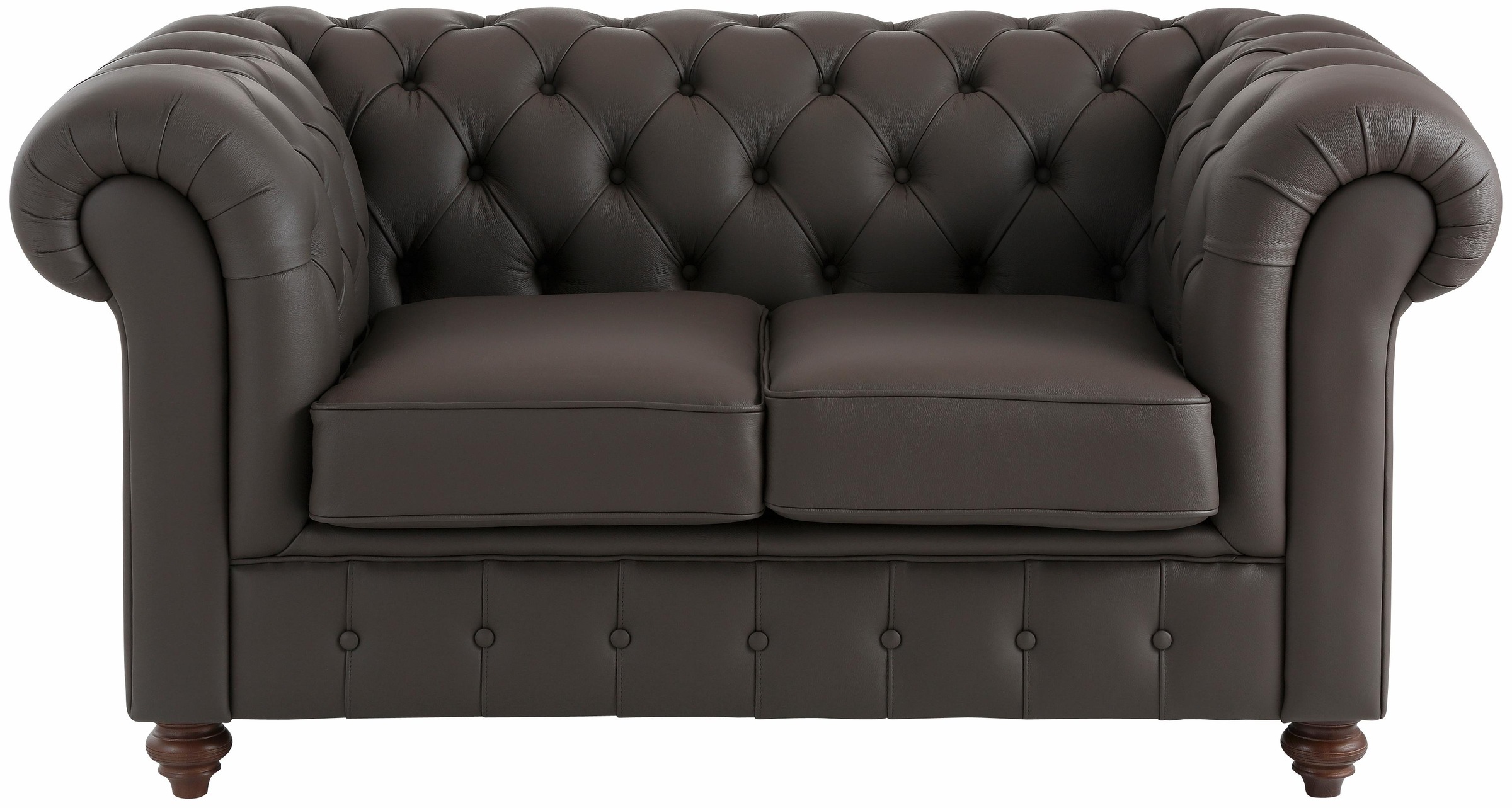 Home affaire Chesterfield-Sofa »Chesterfield 2-Sitzer B/T/H: 150/89/74 cm«, mit hochwertiger Knopfheftung, auch in Leder