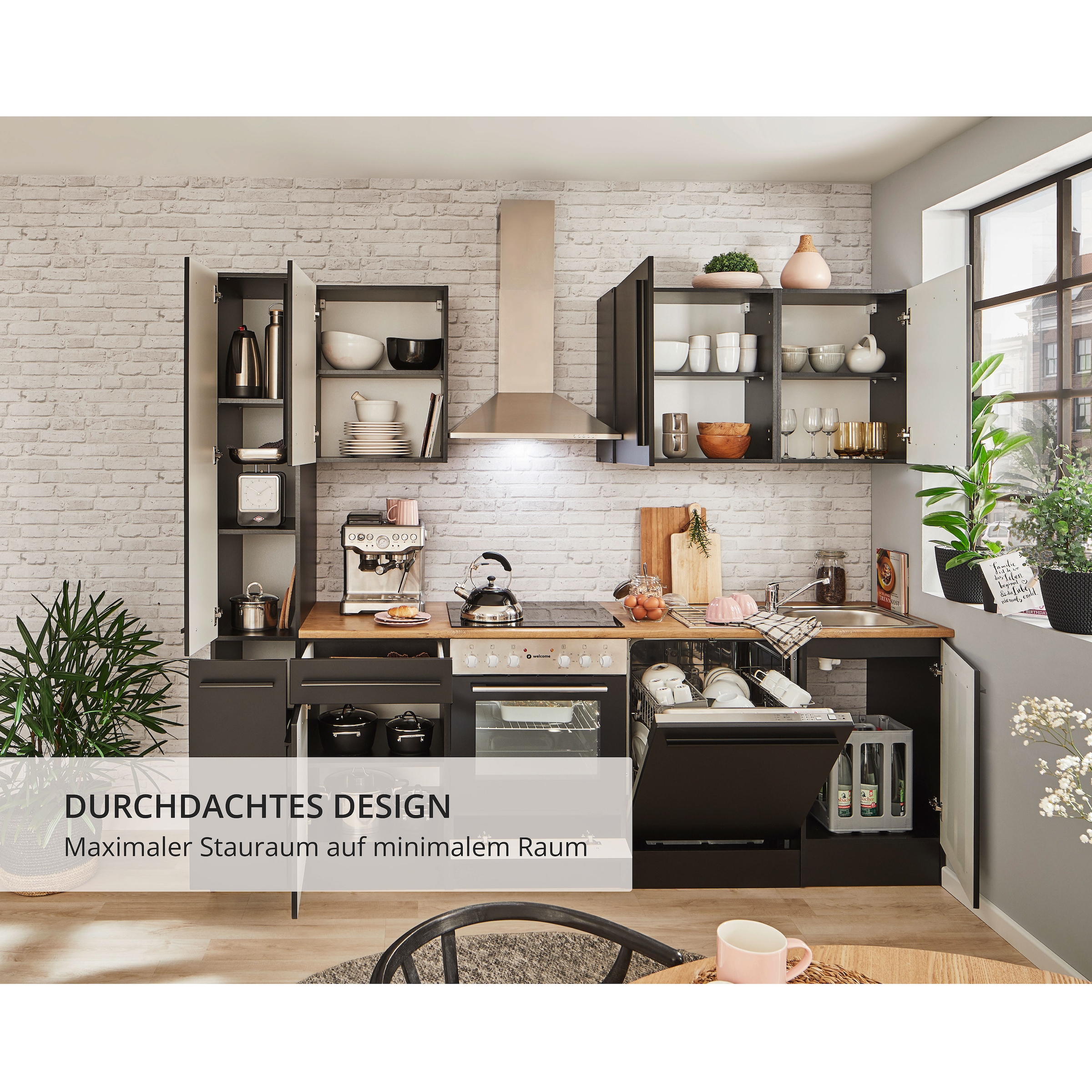 BASIC by Balculina Küchenzeile »Jazz«, Breite 250 cm, wahlweise mit E-Geräten