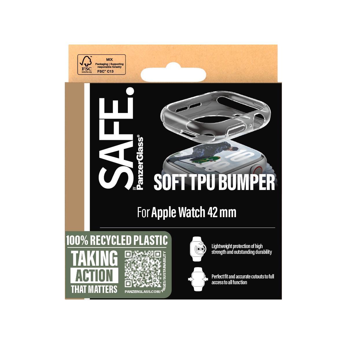SAFE by PanzerGlass Handyhülle »TPU Bumper für Apple Watch 10 42mm« Smartphones Backcover, Schutzhülle, Handyschutzhülle, Case, Schutzcase, stoßfest